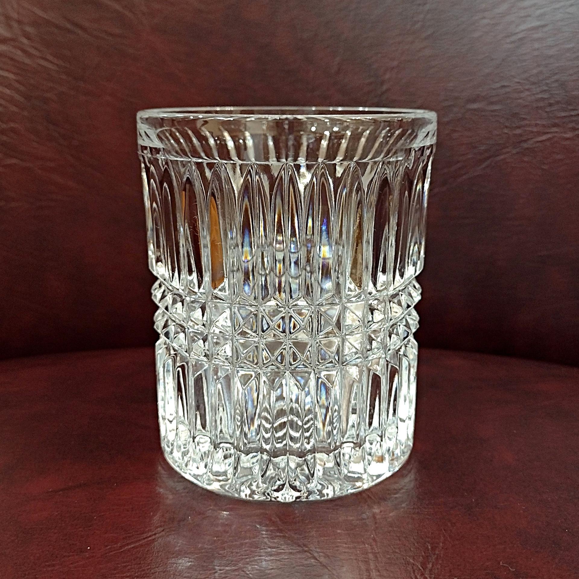 Vintage Fostoria Aspen Double Old Fashioned Rocks Whisky Glass, MCM Retro Barware