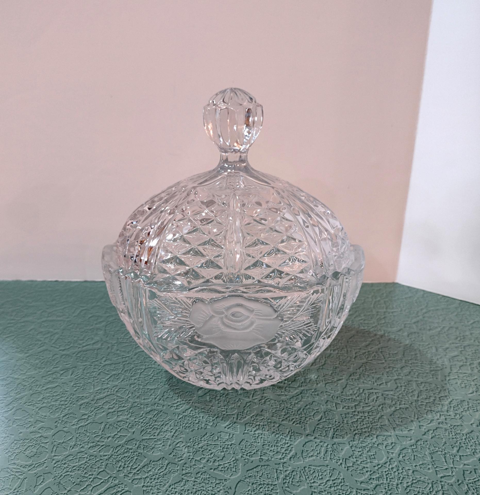 Vintage Lead Crystal Oval Candy Dish with Lid