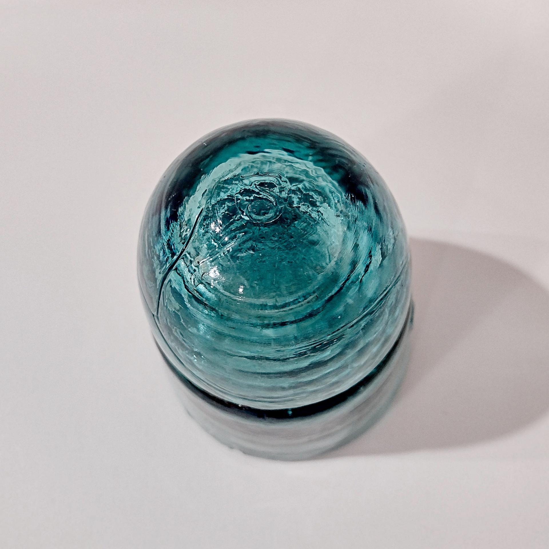 Antique Brookfield Glass Company Aqua Blue Glass Beehive Insulator