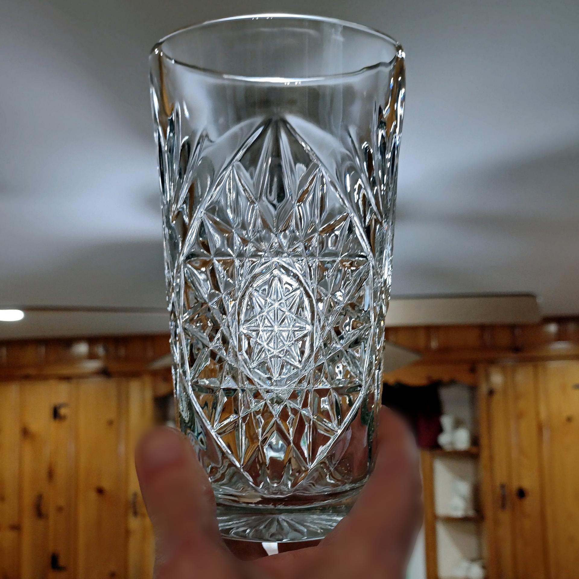 Vintage Libbey Hobstar Cooler Glasses, Heavy 16 Ounce Glass Tumblers, Set of 2