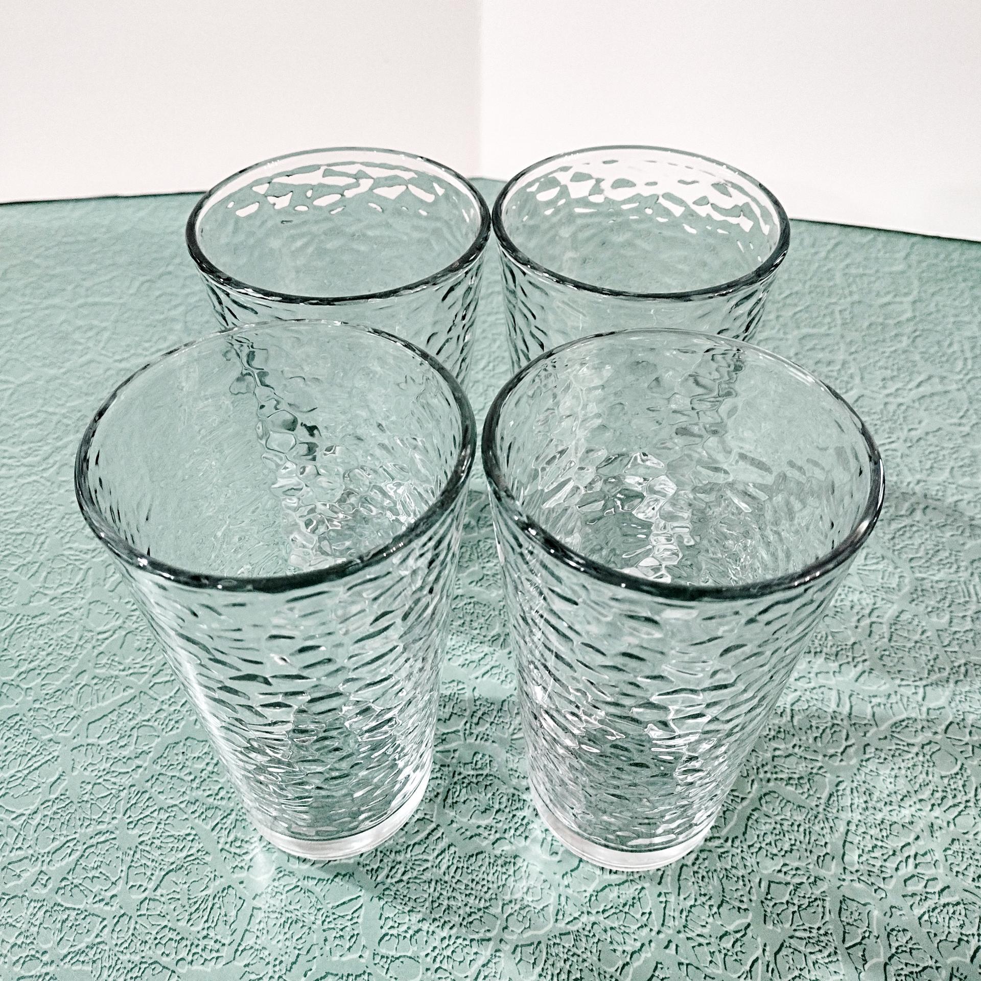Vintage Libbey 16 Ounce Pebble Textured Tumblers Drinking Glasses, Set of Four