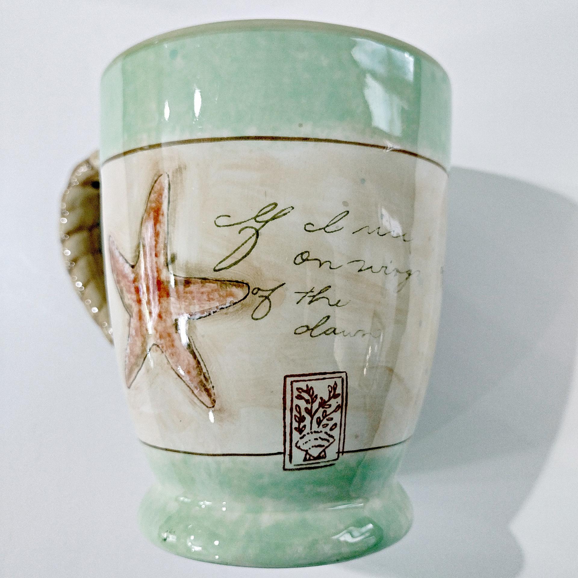 Vintage Susan Winget Shore Thing Ceramic Mugs, Set of 2, Starfish Lobster Ocean Sea Life Nautical Mugs