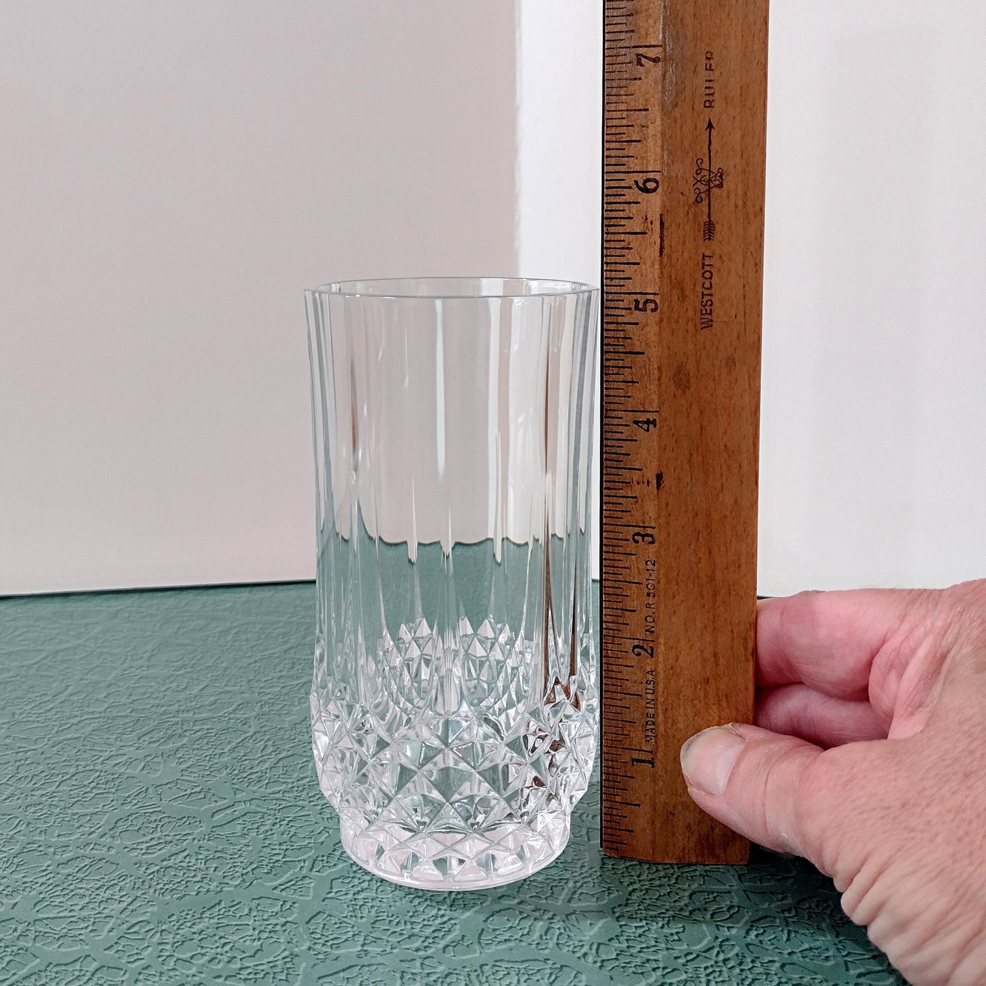 Vintage Cristal D'Arques Longchamp Crystal Highball Glasses, Set of Four, 8 Ounce Tumblers