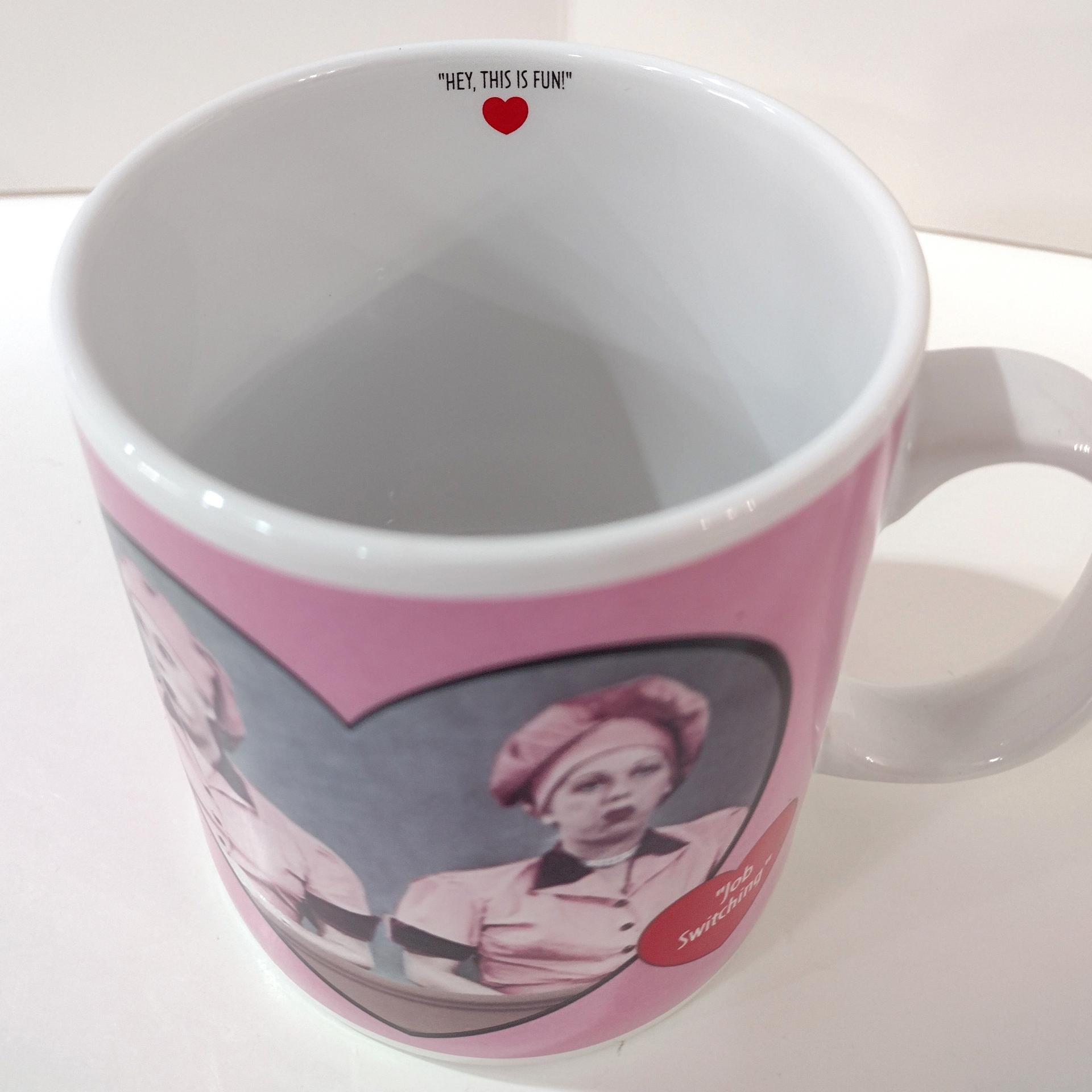 Vintage 50th Anniversary I Love Lucy Coffee Tea Mug, Episode 39 Job Switching, Lucille Ball Collectible