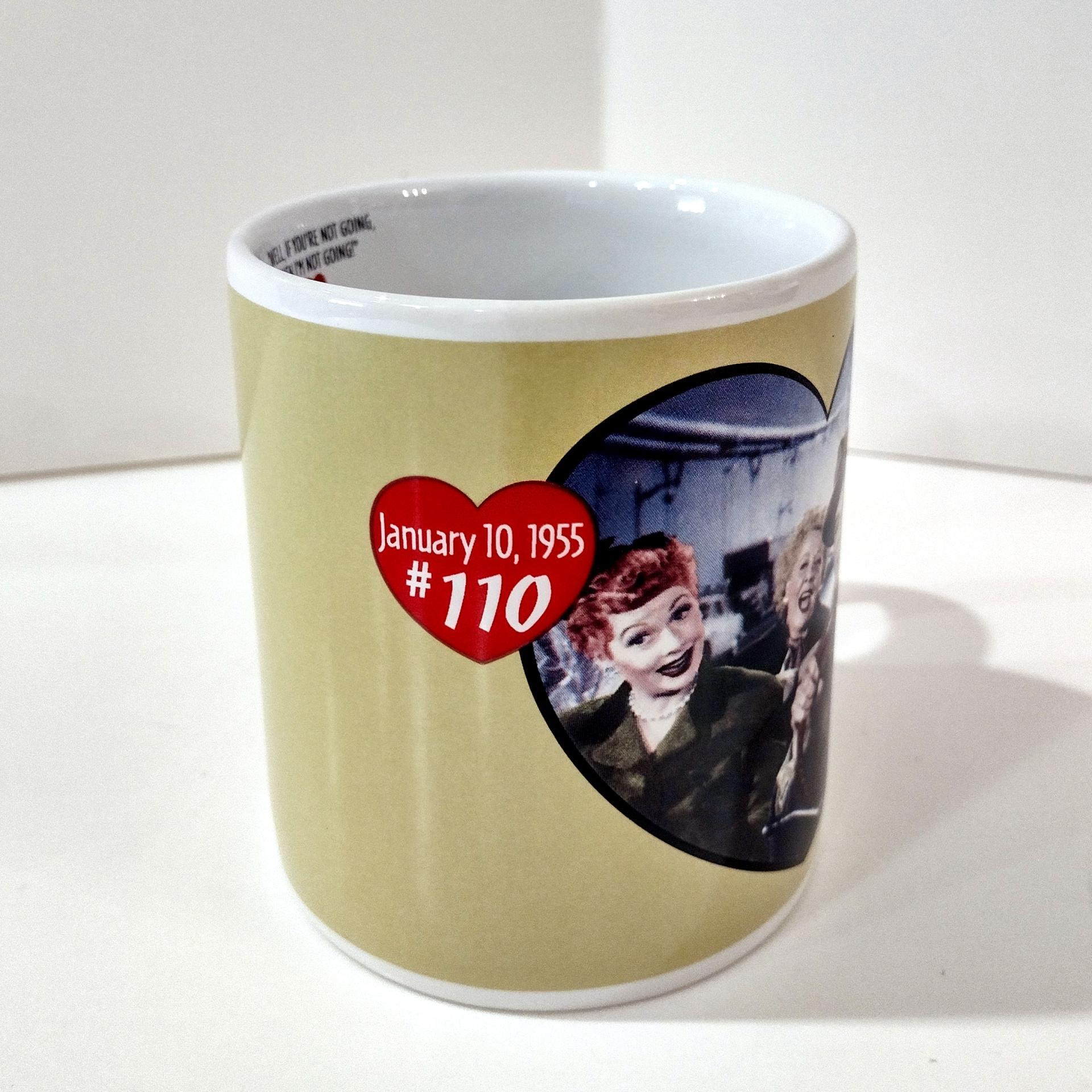 Vintage 50th Anniversary I Love Lucy Coffee Tea Mug, Episode 110 California Here We Come