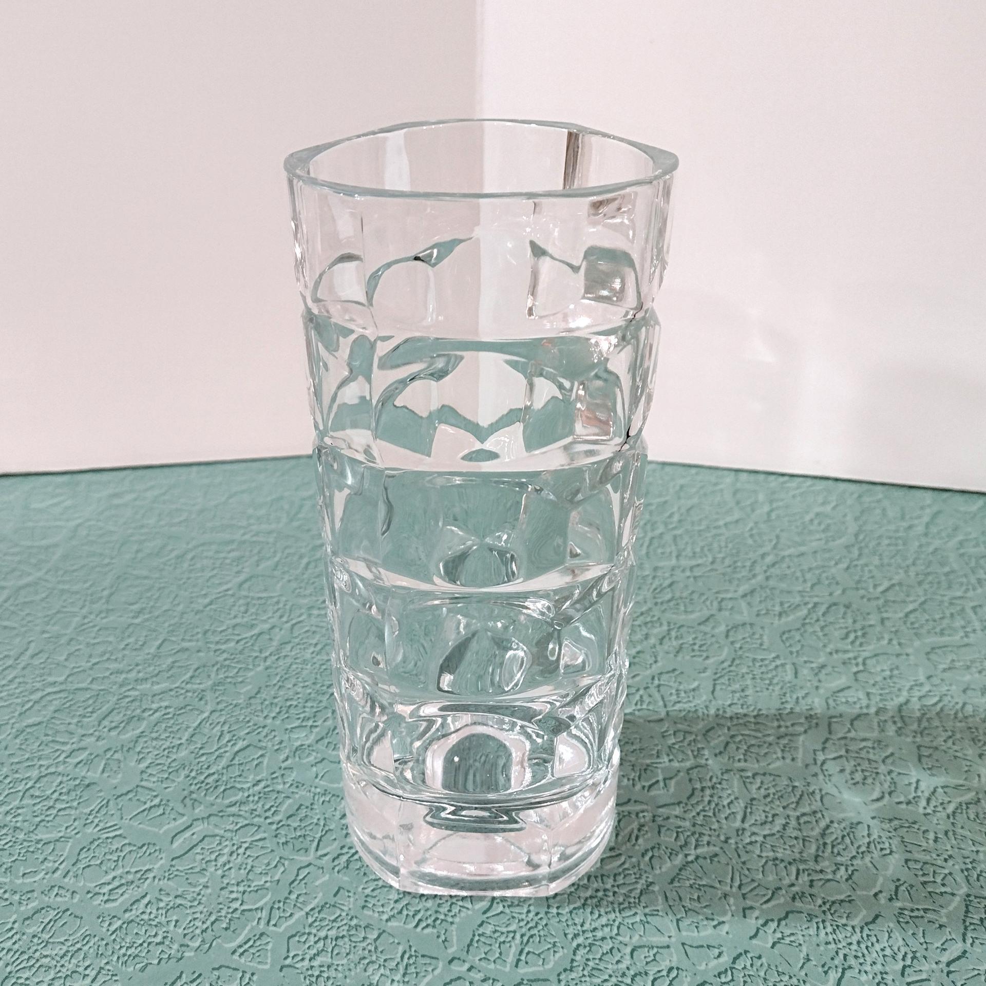 Vintage Luminarc France Triangular Cubist Clear Glass Vase, Straight Narrow Flower Vase