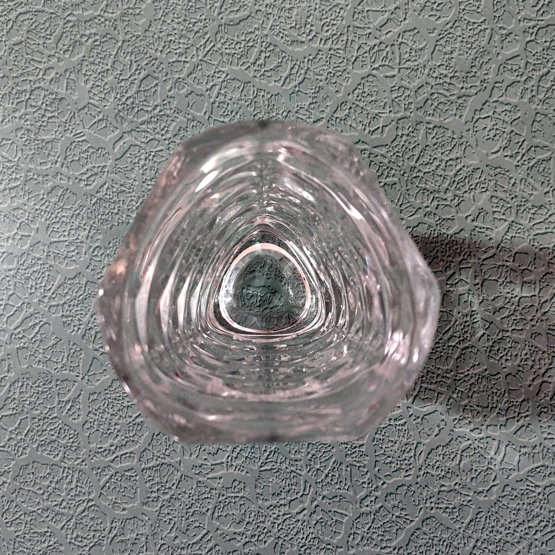 Vintage Luminarc France Triangular Cubist Clear Glass Vase, Straight Narrow Flower Vase