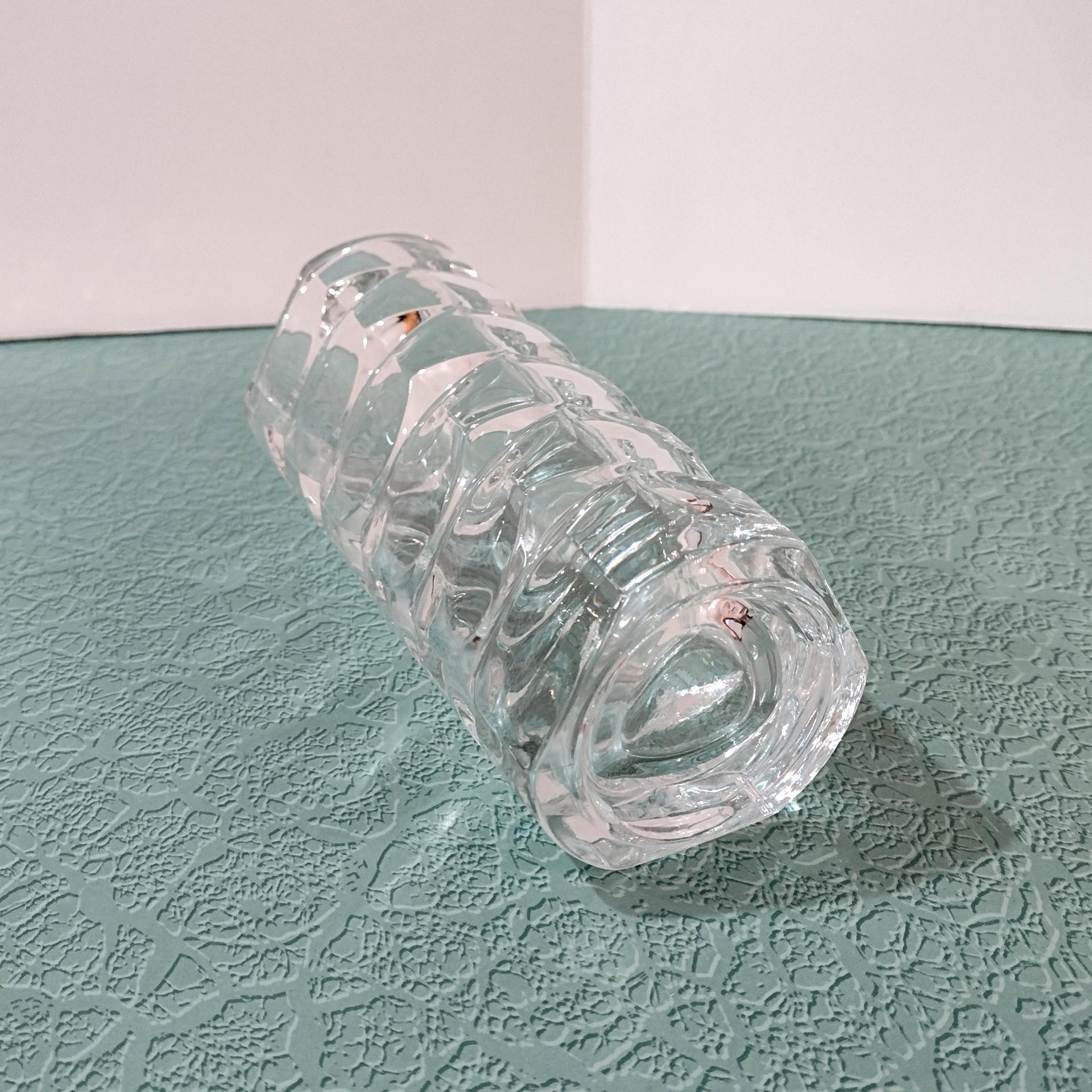 Vintage Luminarc France Triangular Cubist Clear Glass Vase, Straight Narrow Flower Vase