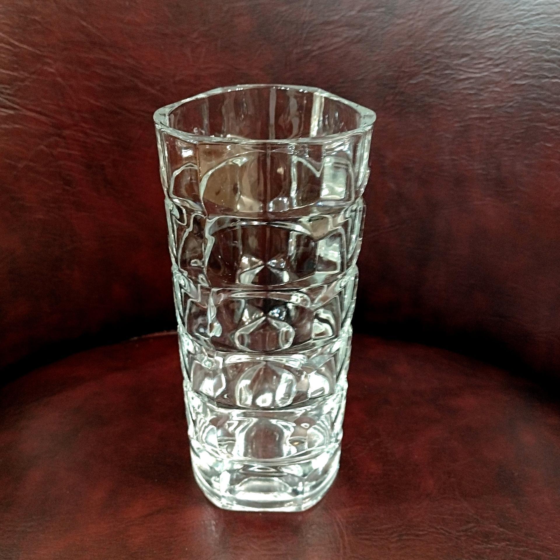 Vintage Luminarc France Triangular Cubist Clear Glass Vase, Straight Narrow Flower Vase