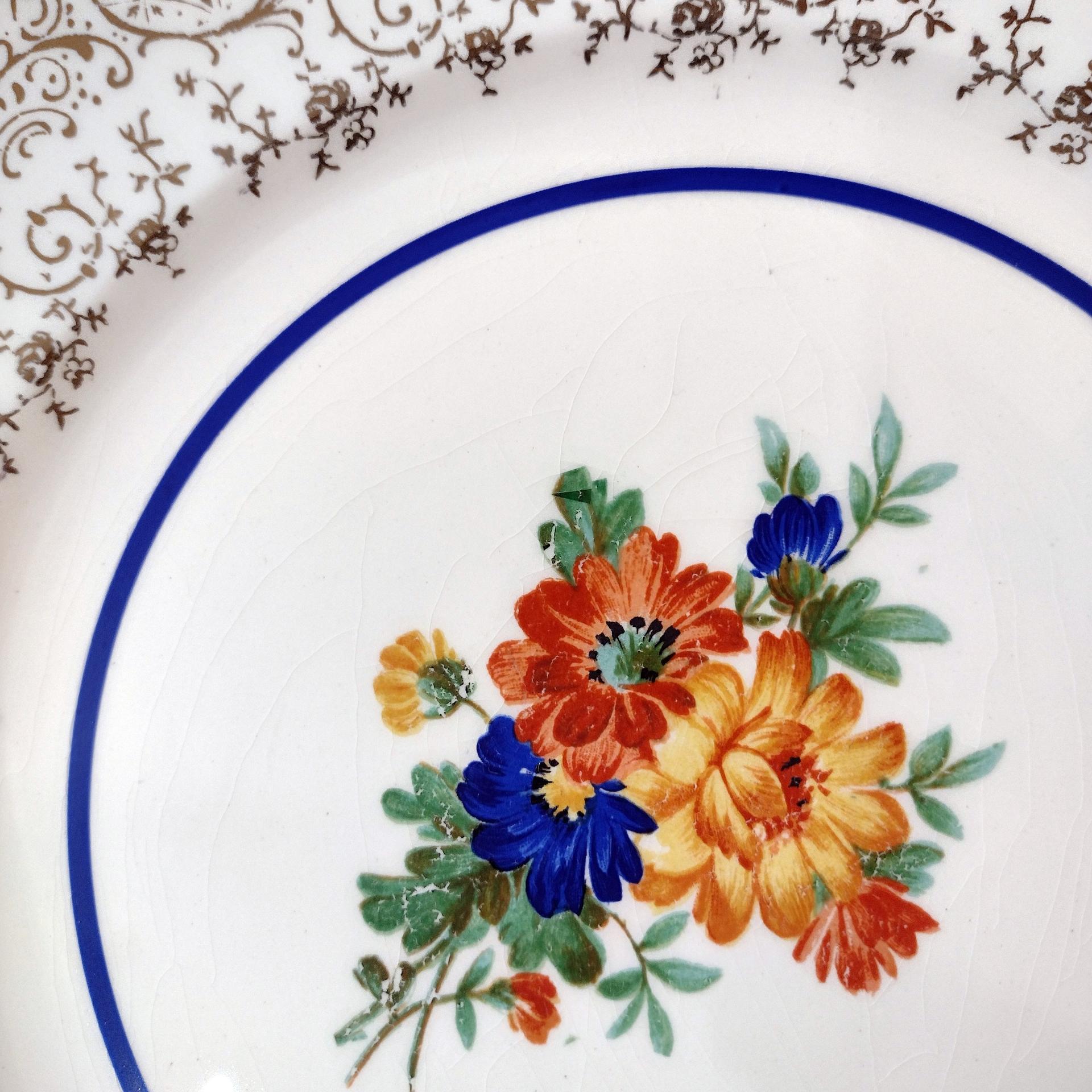 Vintage MACO Floral Ceramic 10 Inch Dinner Plate with 22K Gold Accents