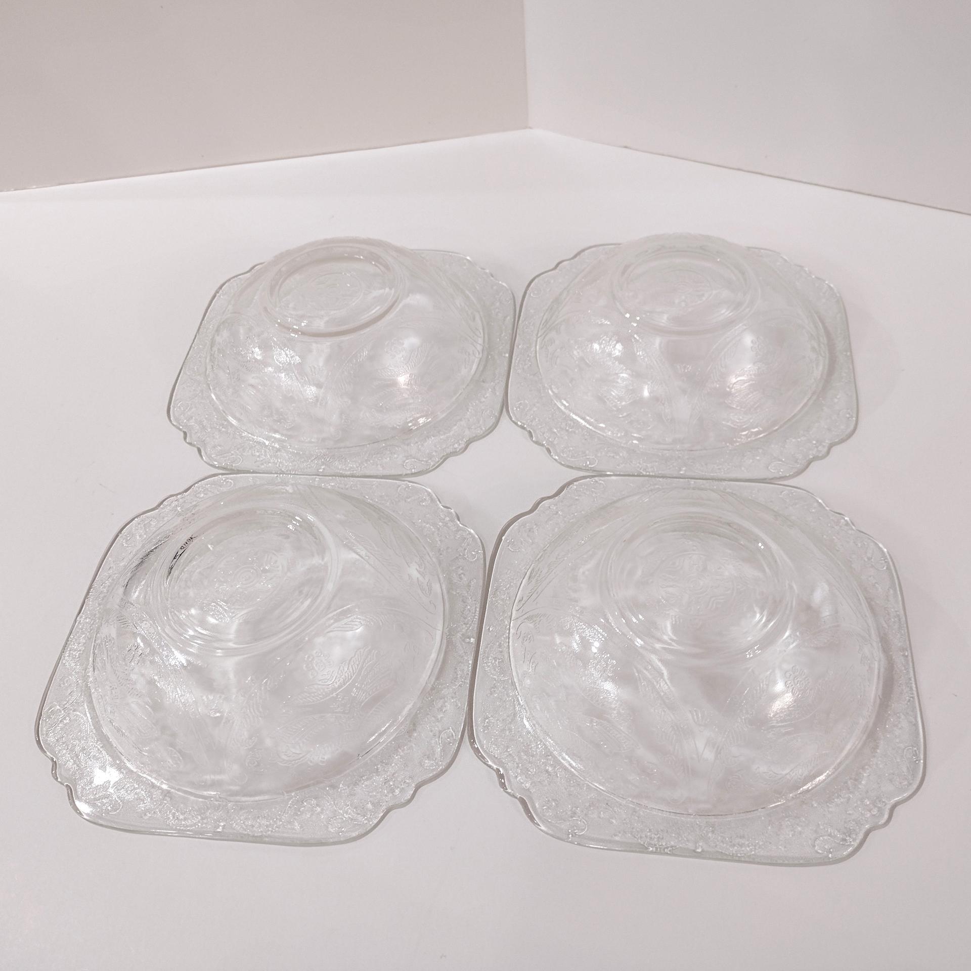 Vintage Indiana Glass Madrid Recollection Cereal Bowls, Set of Four, Pressed Glass Serving Bowls