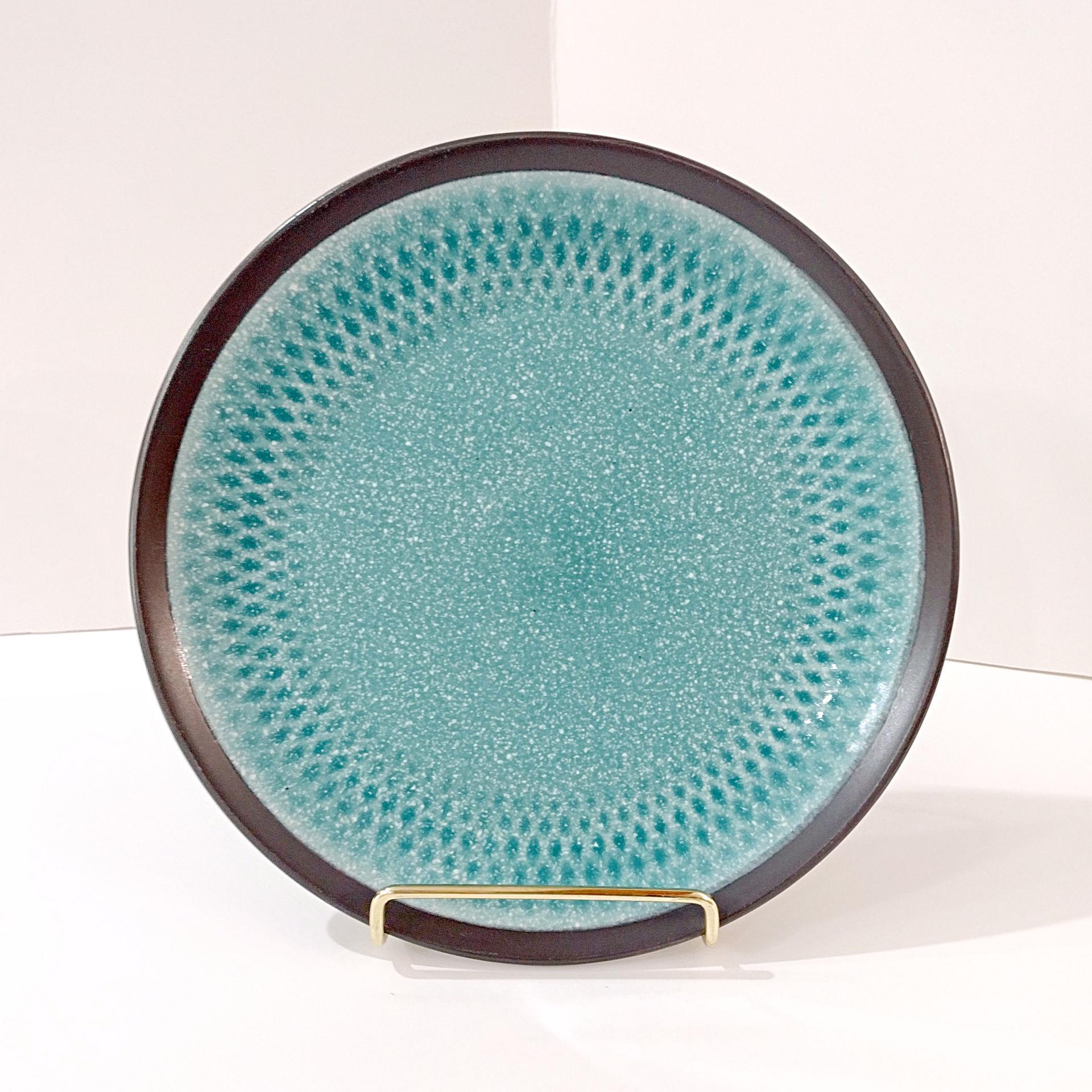 Mikasa Maddox Blue Salad Plate, Teal Blue and Gray Ceramic Salad Snack Plates