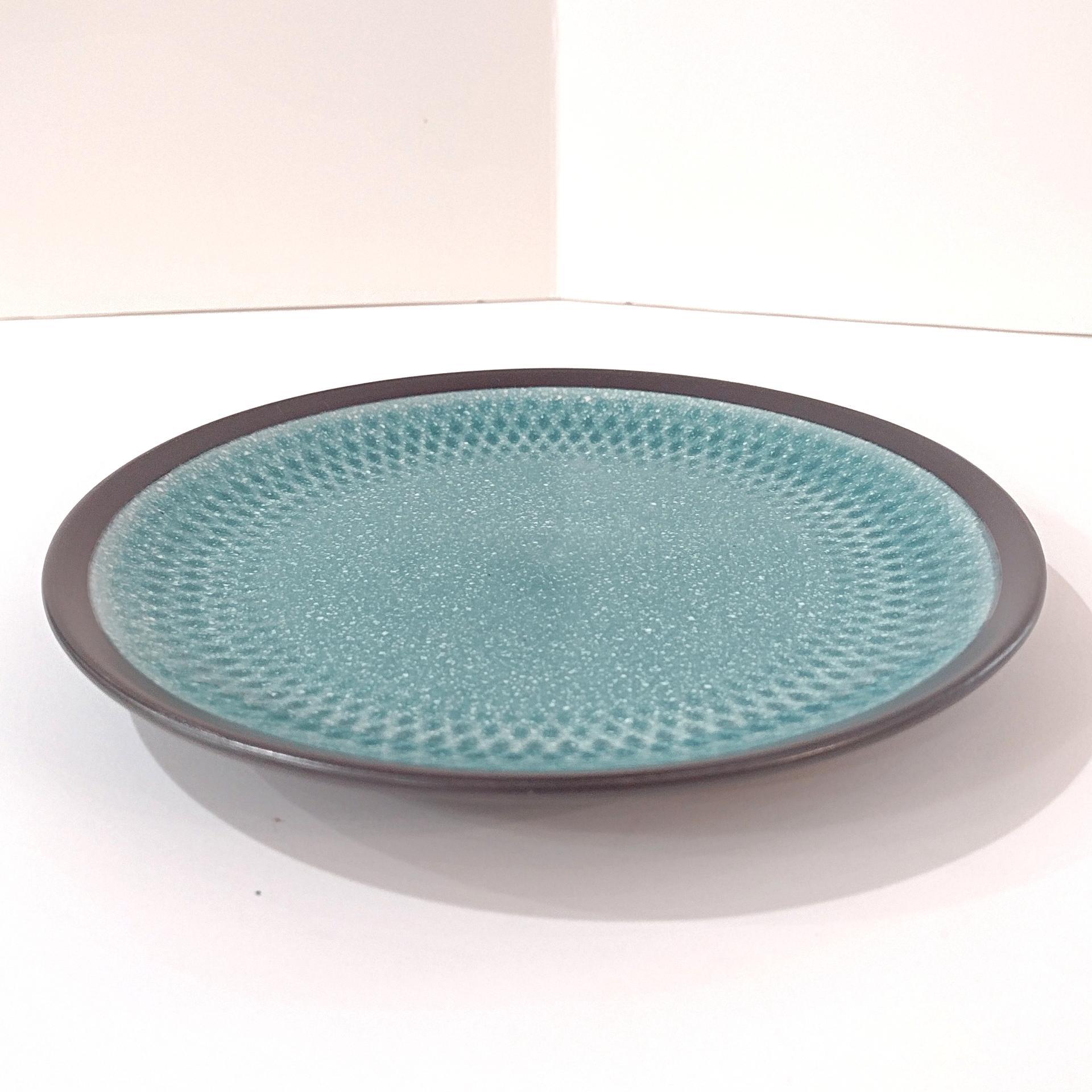 Mikasa Maddox Blue Salad Plate, Teal Blue and Gray Ceramic Salad Snack Plates