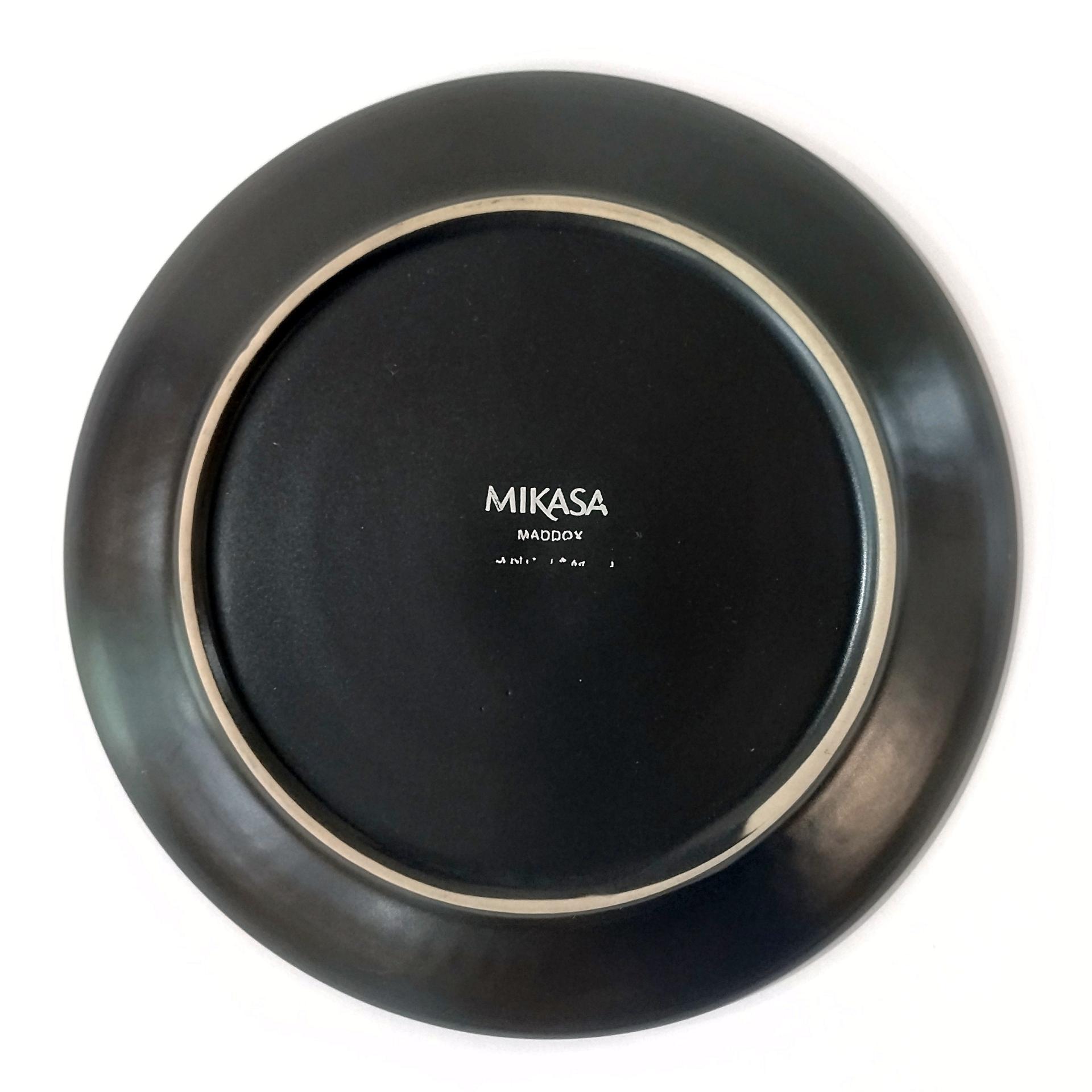 Mikasa Maddox Blue Salad Plate, Teal Blue and Gray Ceramic Salad Snack Plates