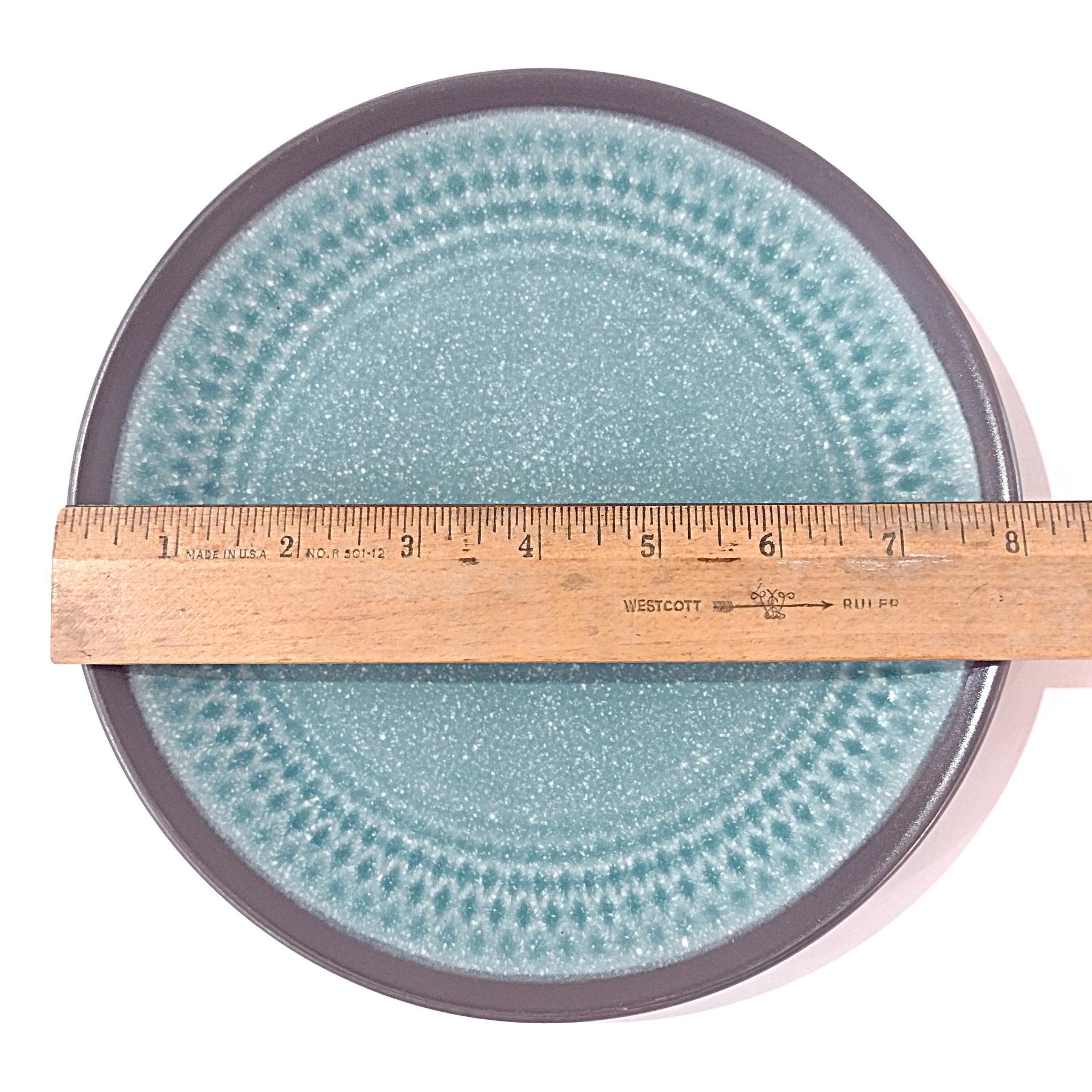 Mikasa Maddox Blue Salad Plate, Teal Blue and Gray Ceramic Salad Snack Plates