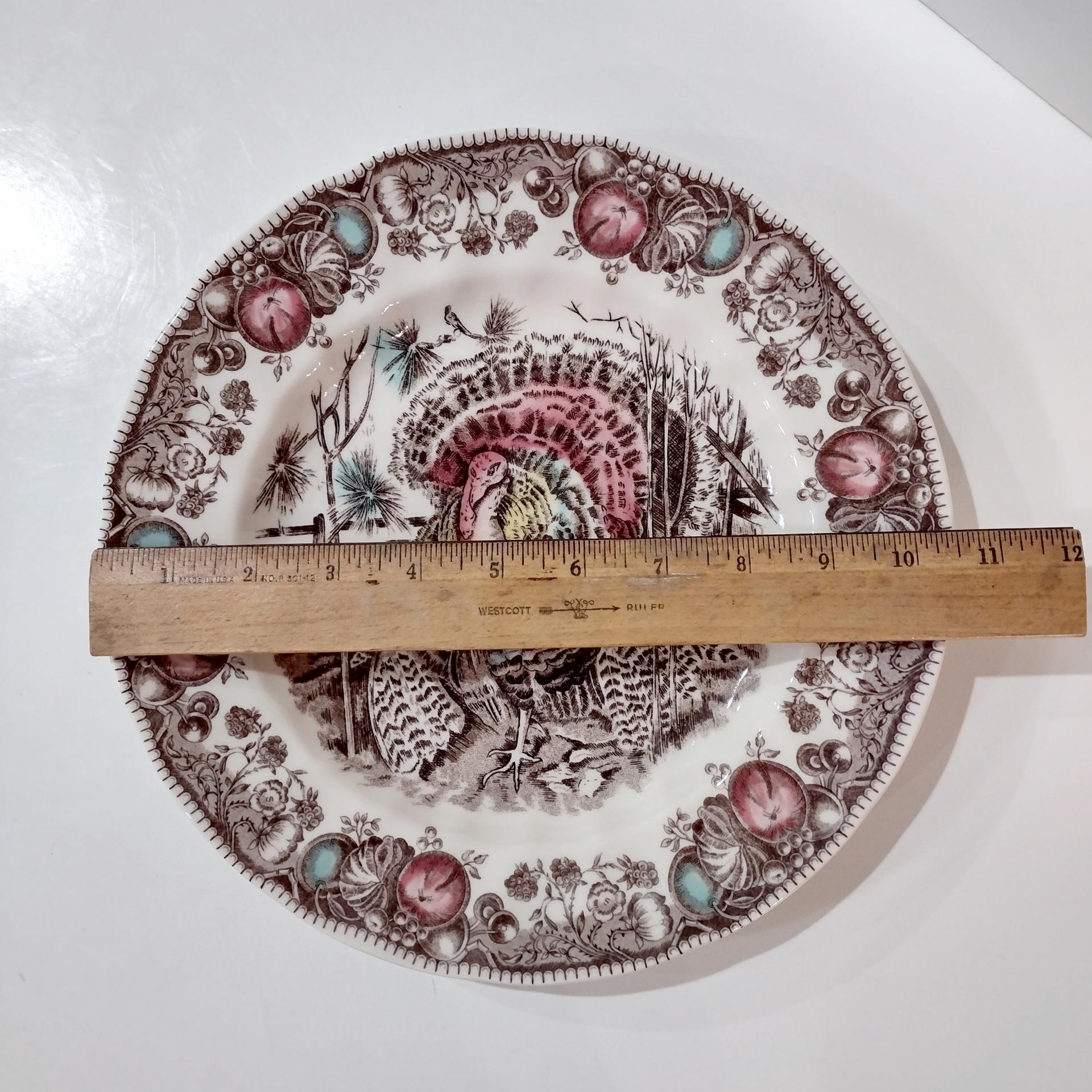 Vintage Johnson Brothers His Majesty Turkey Dinner Plates, Set of Two, England 1883 Backstamp