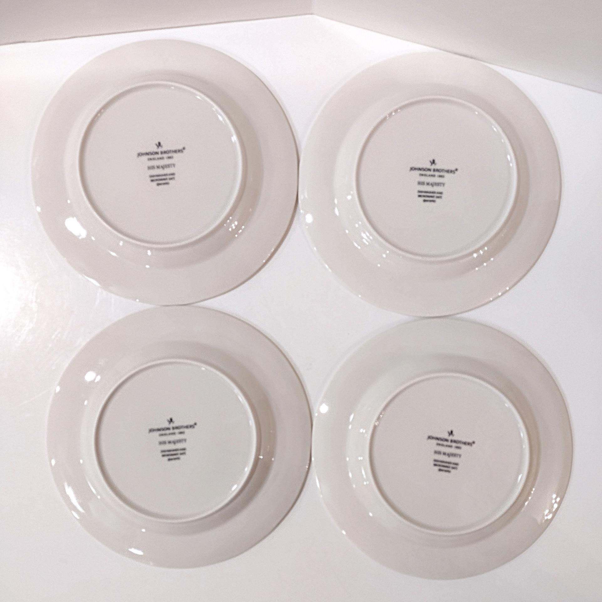 Vintage Johnson Brothers His Majesty Turkey Salad Dessert Appetizer Plates, Set of Four, England 1883 Backstamp