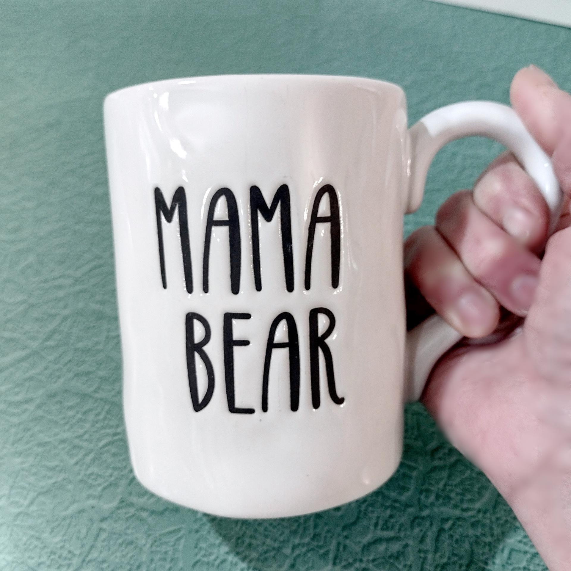Vintage Mama Bear White Ceramic Coffee Tea Mug, Large Oversized Mug, Mother's Day Gift