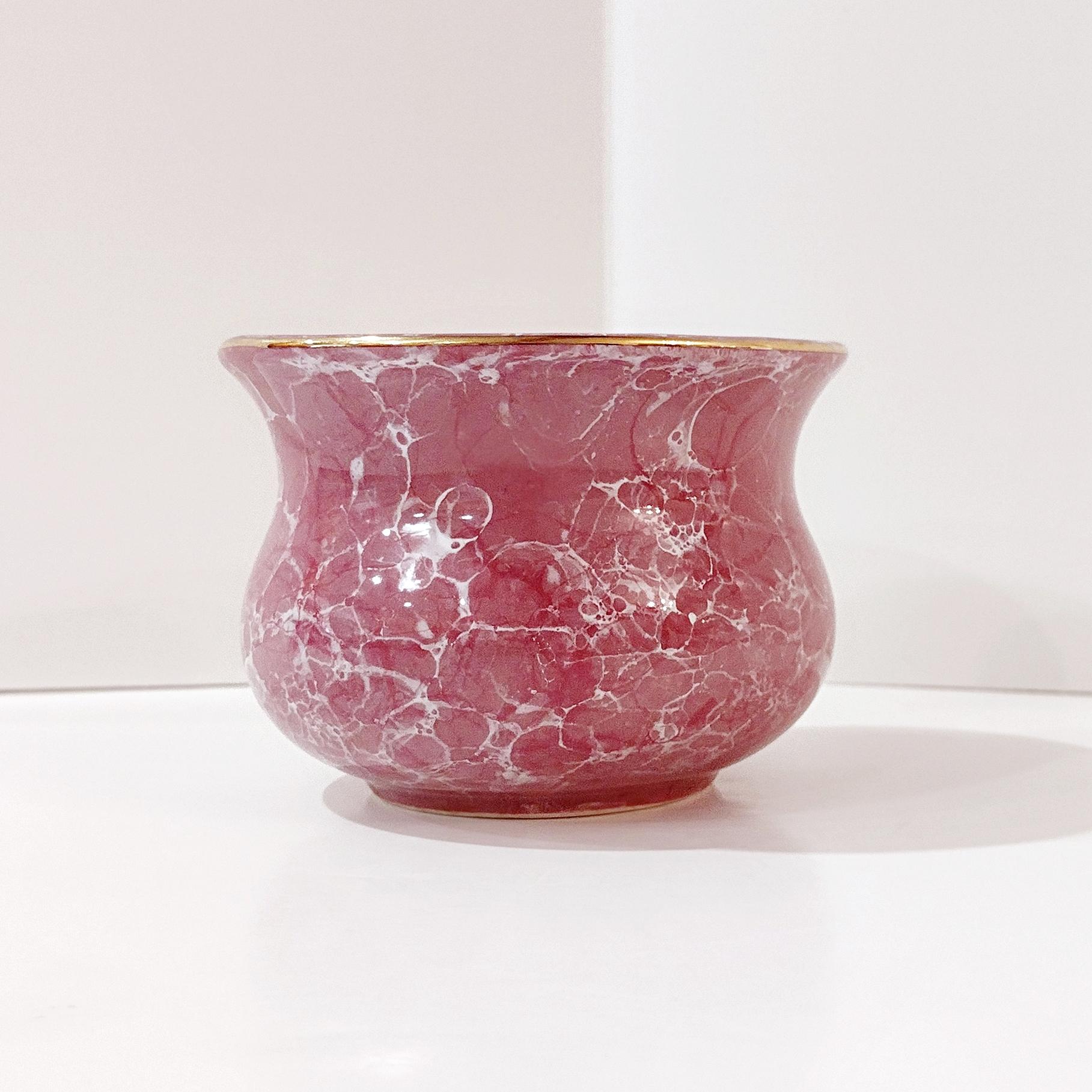 Vintage Ceramic Pink Marble Glaze Small Planter Pot