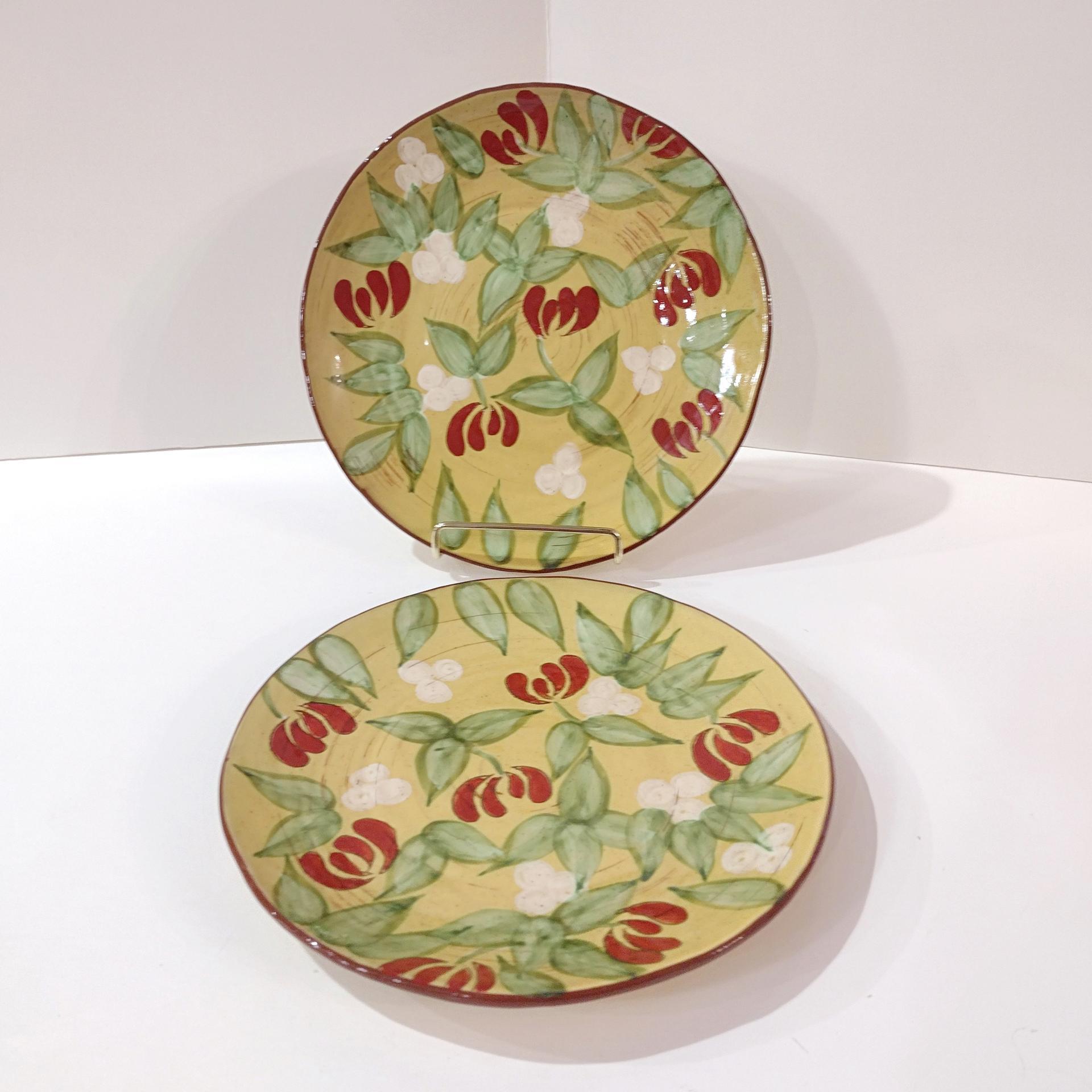 Vintage Artland Margaux Collection Ceramic Salad Dessert Appetizer Plates, Set of Two, Tuscan Style Servingware