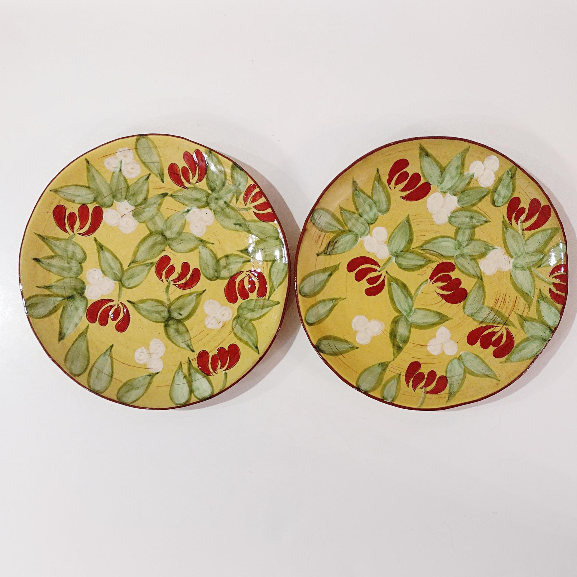Vintage Artland Margaux Collection Ceramic Salad Dessert Appetizer Plates, Set of Two, Tuscan Style Servingware