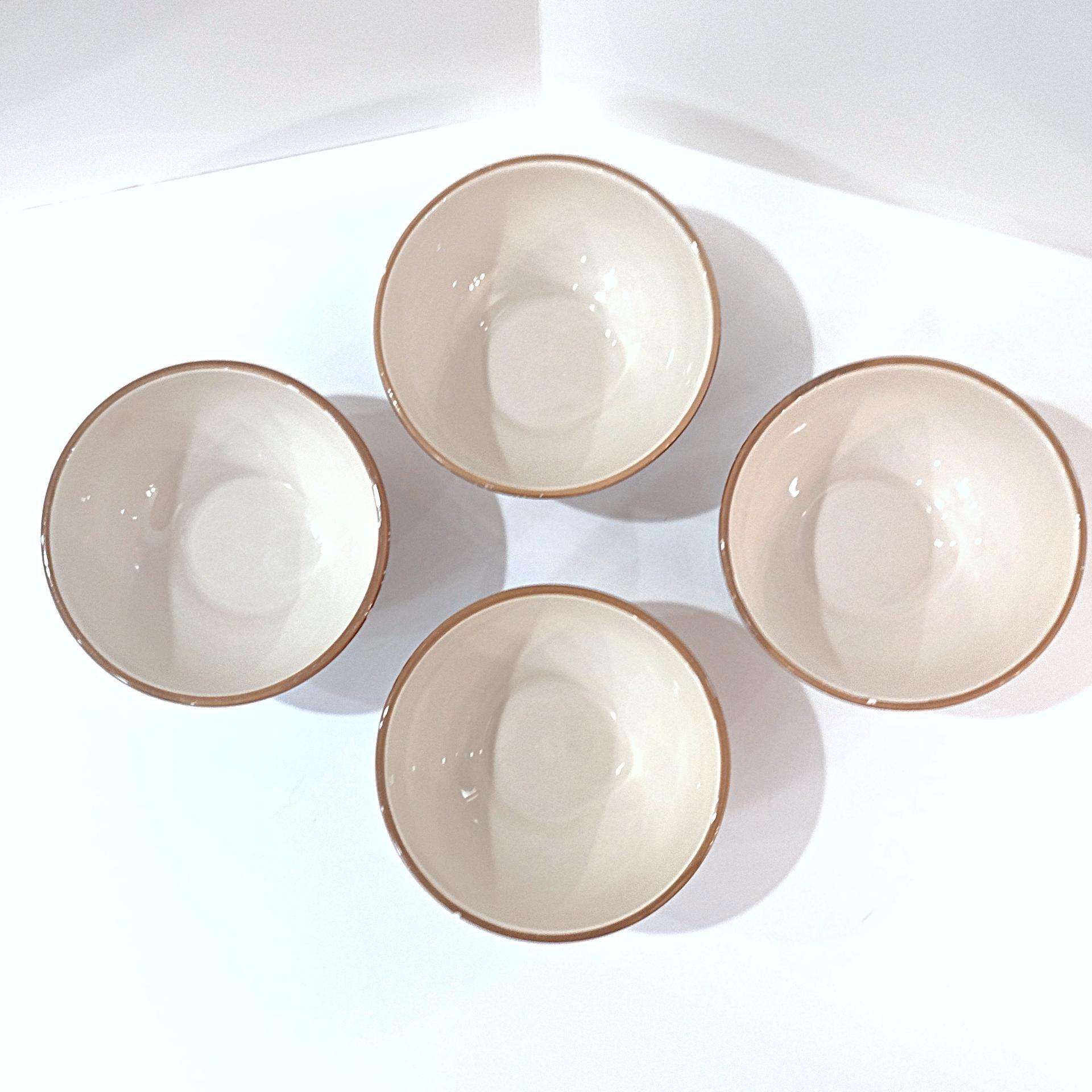 Vintage Pier One Maribeth Ironstone 6 Inch Coupe Cereal Salad Bowls, Set of 4