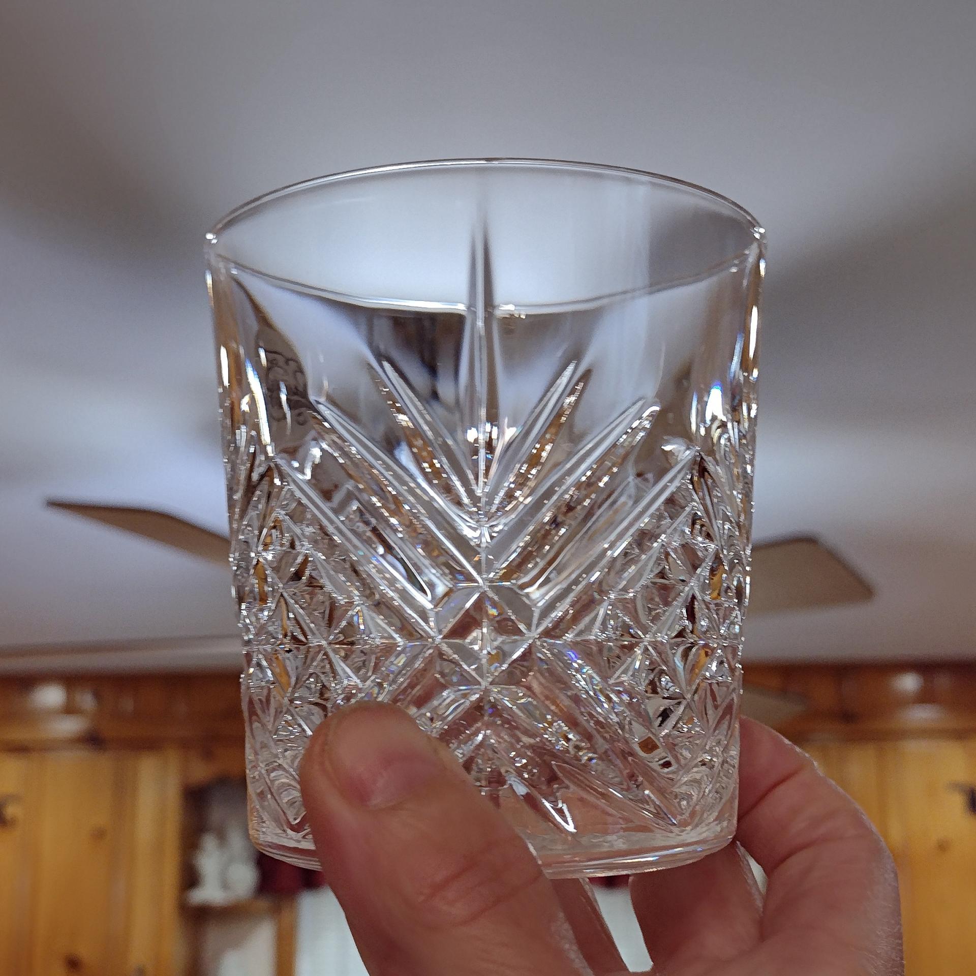 Vintage NEW Cristal D'Arques Durand Masquerade Crystal on the Rocks Glasses, Set of Two, Old Fashioned Whiskey Glasses, Lowball Glasses