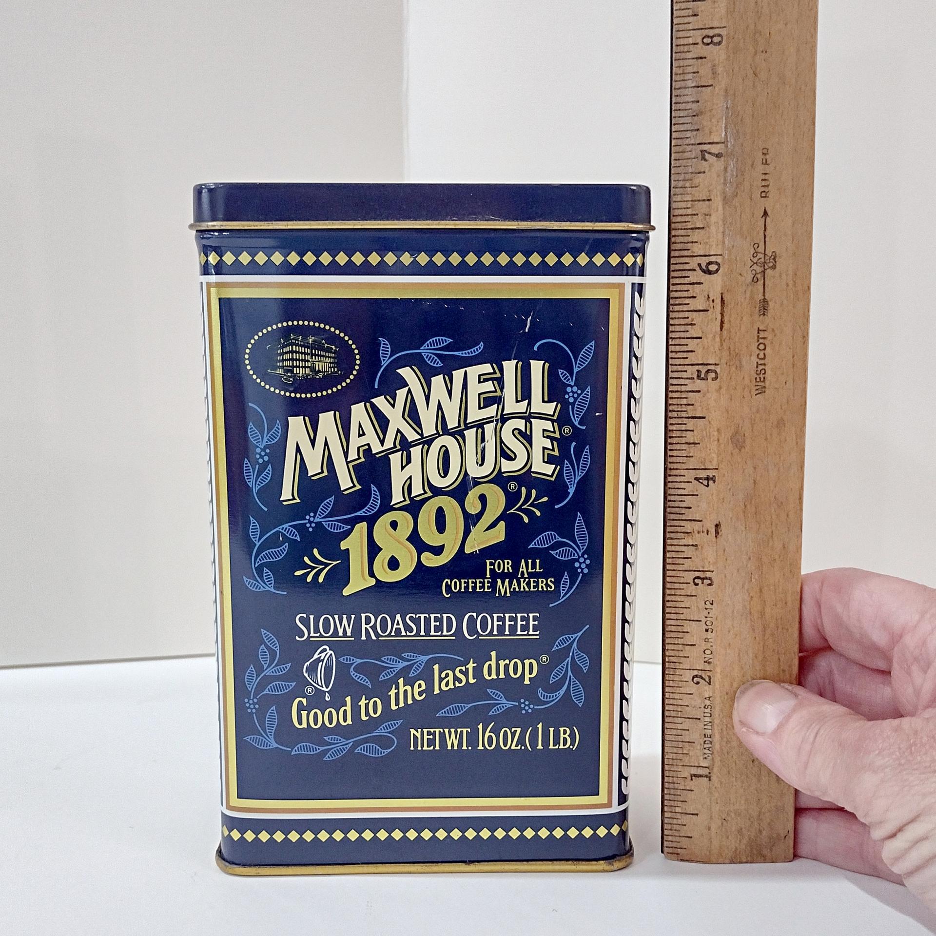 Vintage Maxwell House Coffee 1892 Commemorative 100th Anniversary Tin, Retro Storage Container Box
