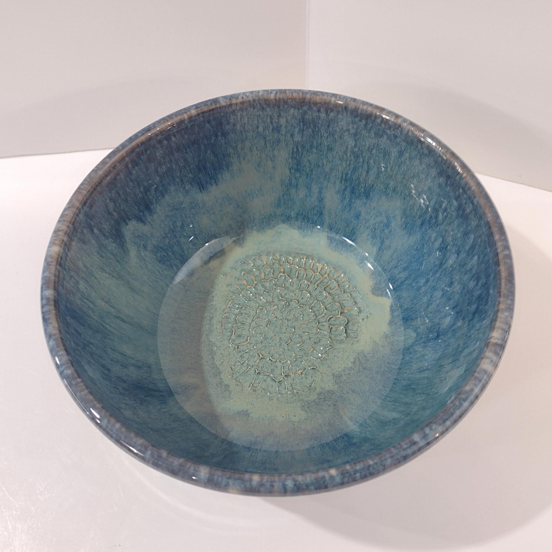 Artisan Blue Green Drip Glaze Ceramic Bowl, Hand Crafted Pottery