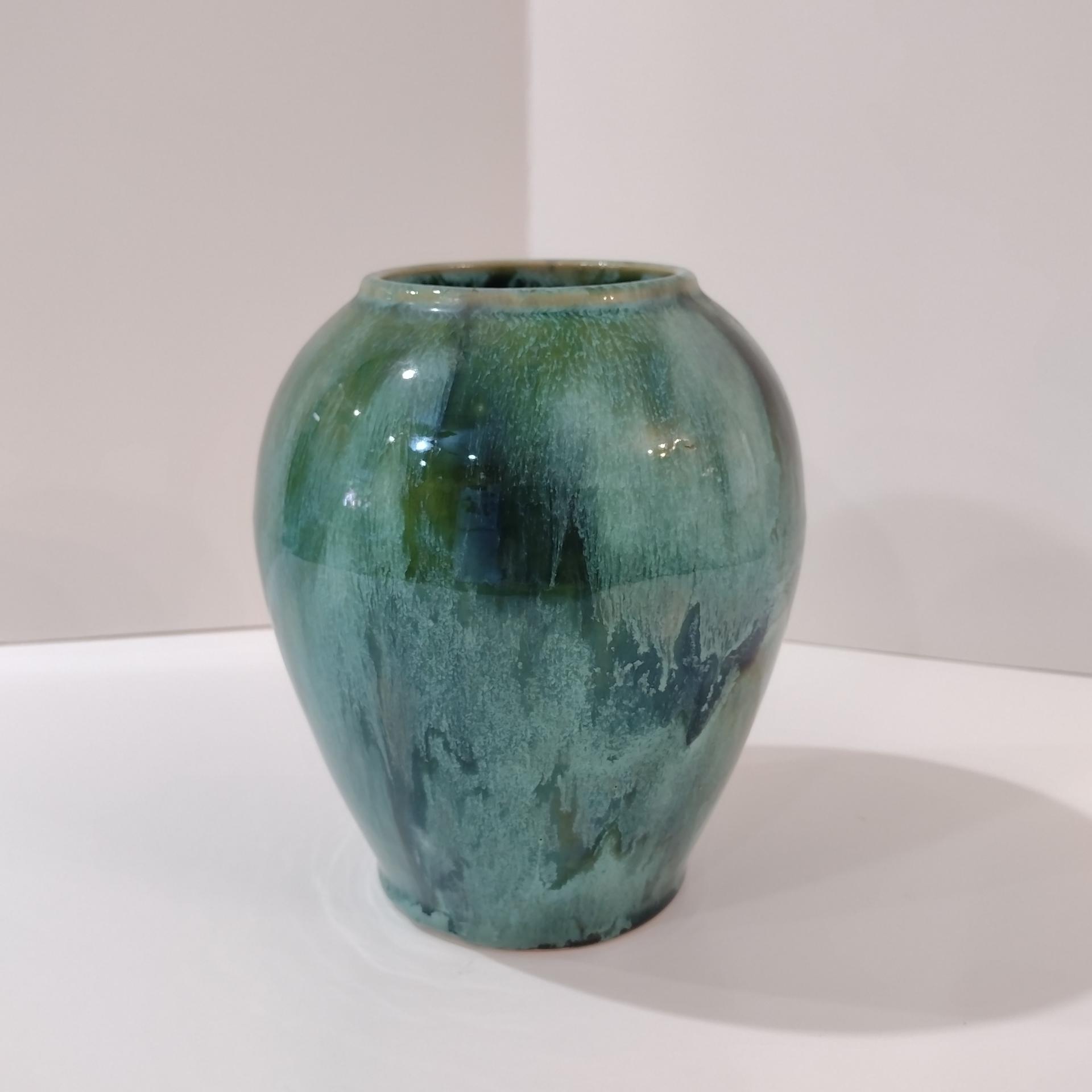 Vintage McCoy Green Onyx Ceramic Vase, 1930's Mccoy Pottery