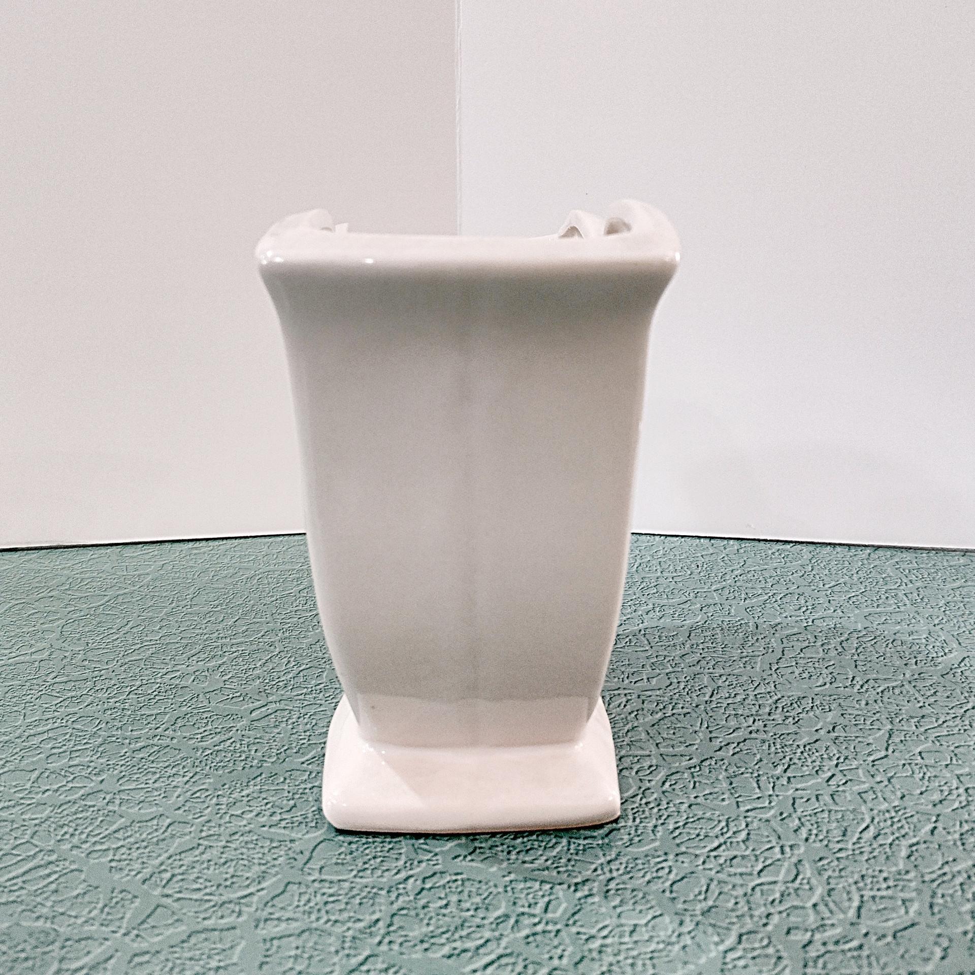 Vintage McCoy Brown Rose Ceramic Heart Double Arch Vase, 1950's Mccoy Pottery