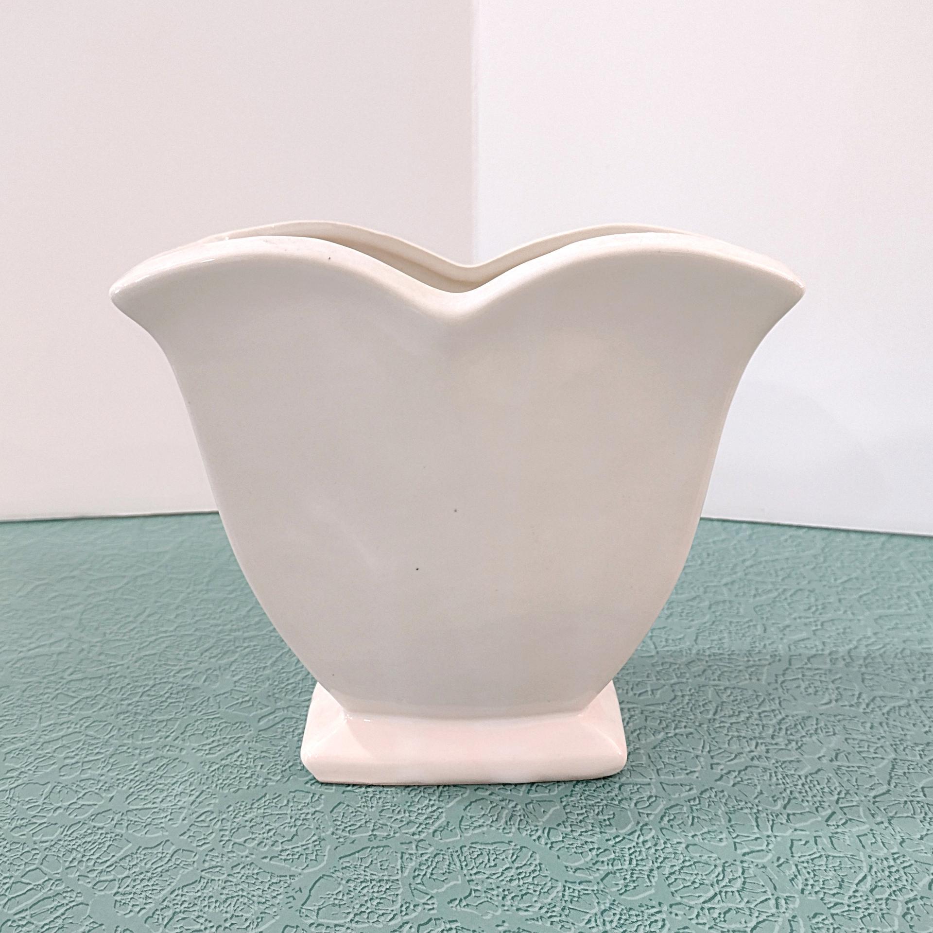 Vintage McCoy Brown Rose Ceramic Heart Double Arch Vase, 1950's Mccoy Pottery