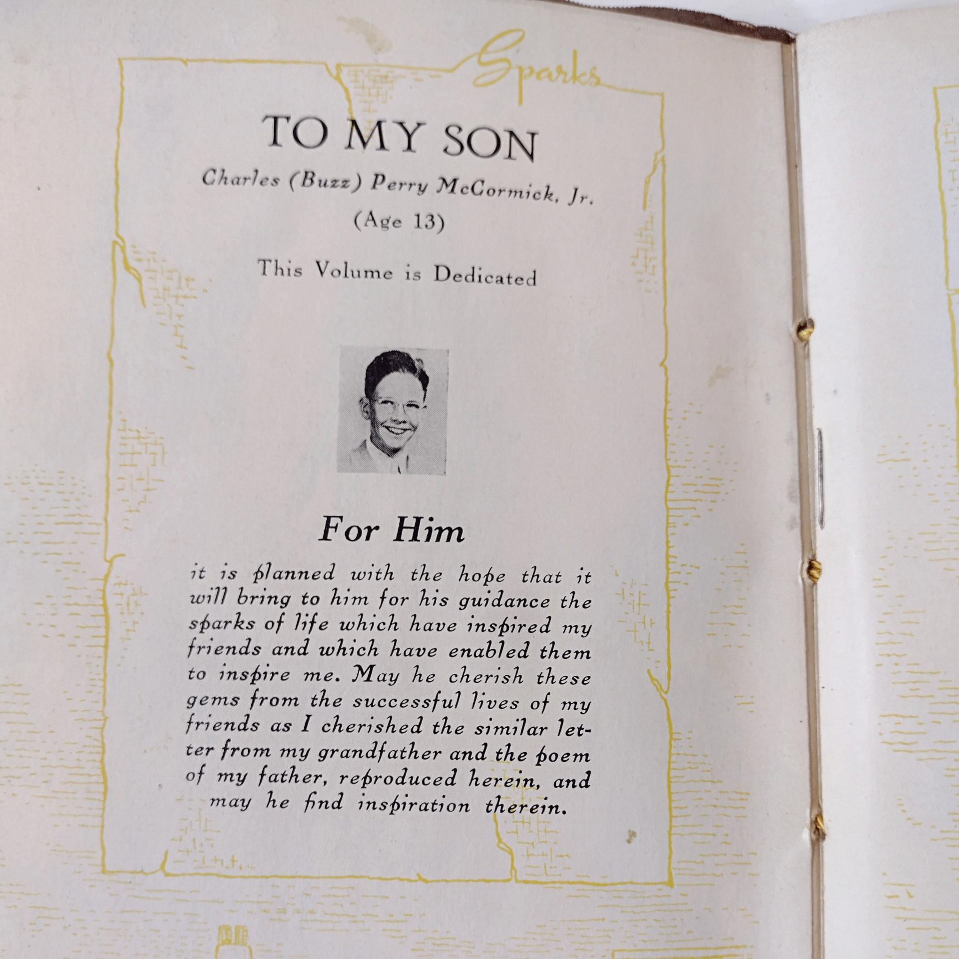 Vintage SIGNED 1st Edition Charles P McCormick Sparks of Inspiration of Those Who Have Inspired Me, McCormick Spice Co Inspirational Book