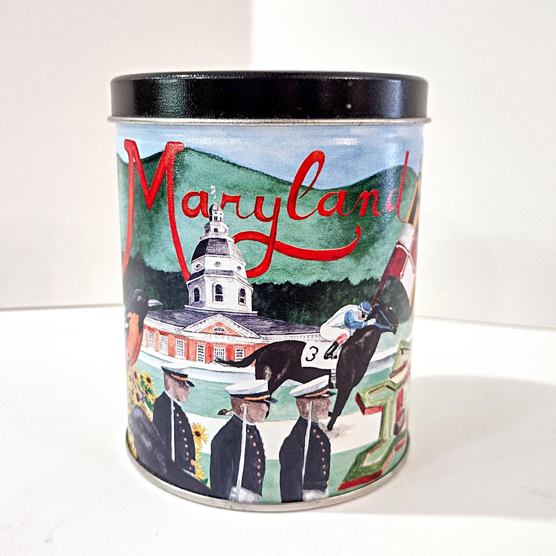 Vintage Maryland Themed Cylinder Tin, Maryland Lover Gift