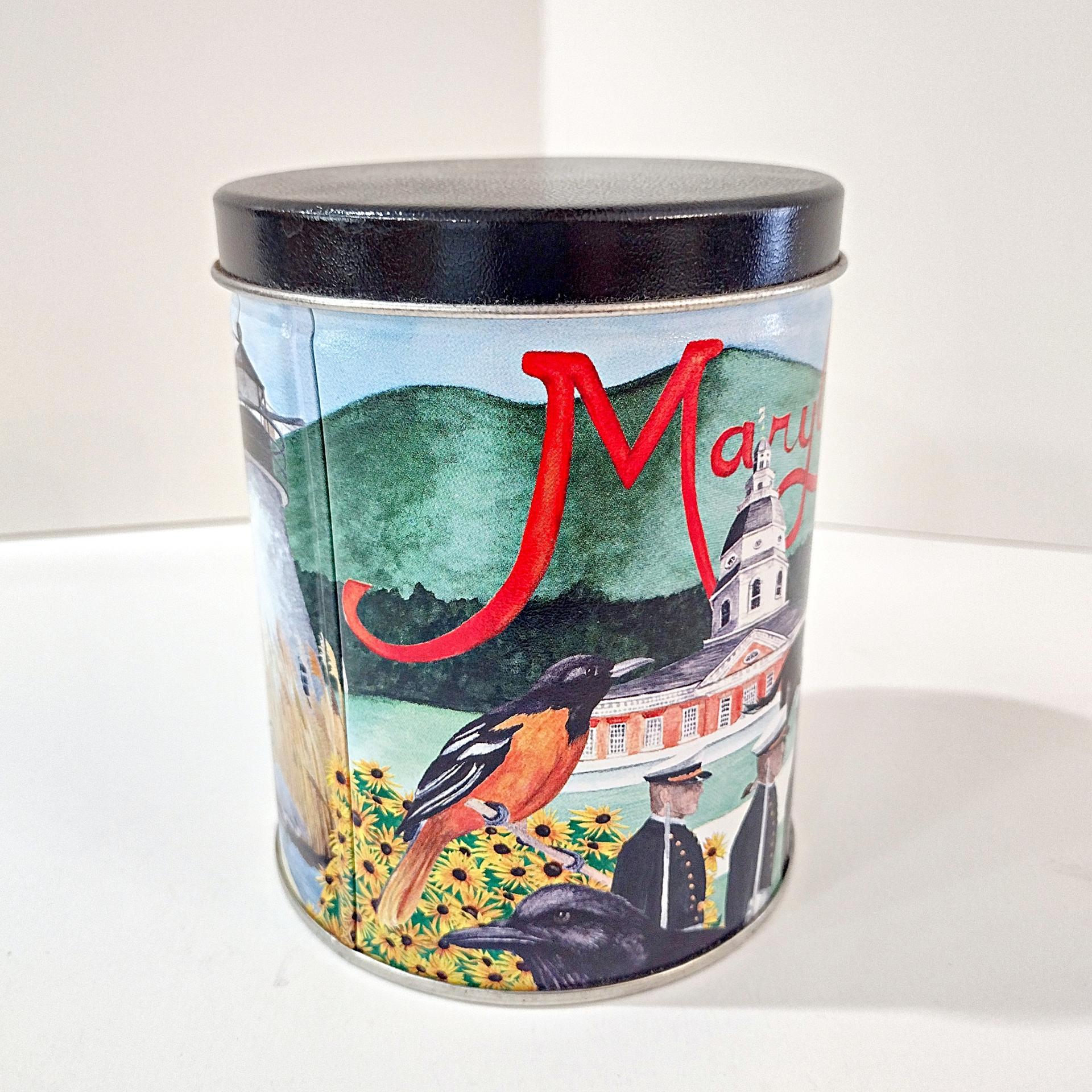 Vintage Maryland Themed Cylinder Tin, Maryland Lover Gift