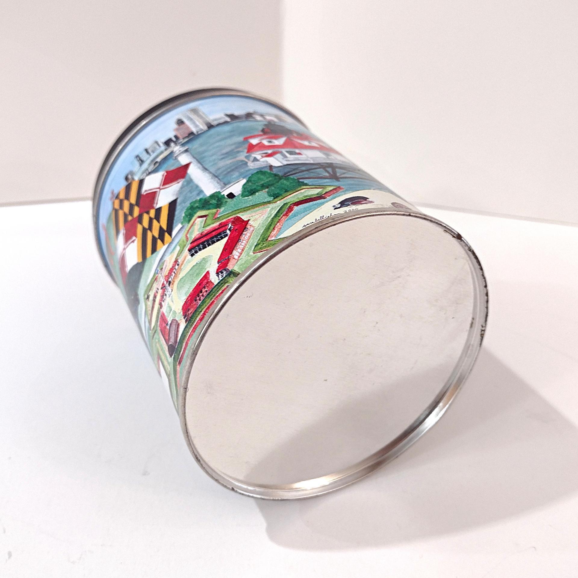 Vintage Maryland Themed Cylinder Tin, Maryland Lover Gift