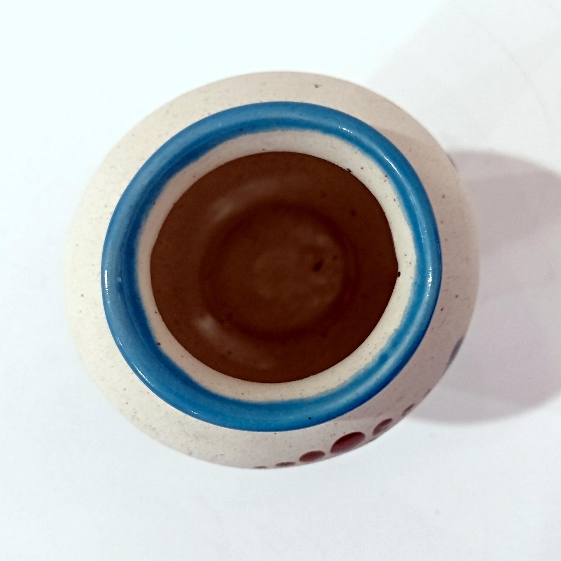 Vintage Mexican Tonala Blue Bird Floral Ceramic Vase, Tonala Mexico Hand Painted Pottery