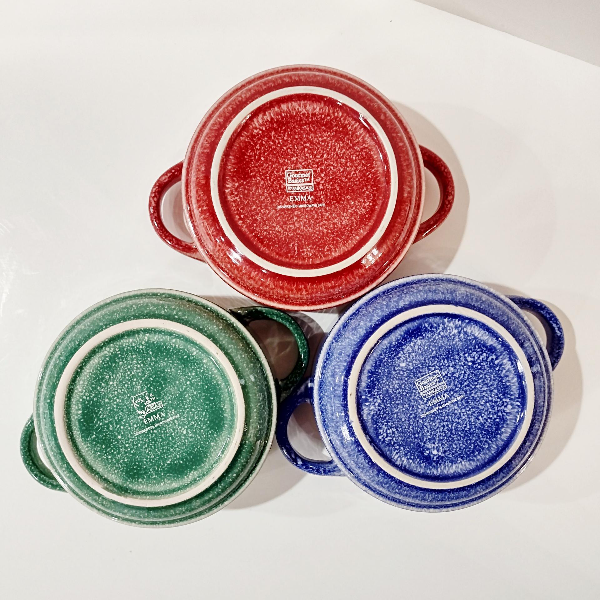 Mikasa Emma Double Handled Soup Bowls, Set of Three, Stackable Oversized Bowls
