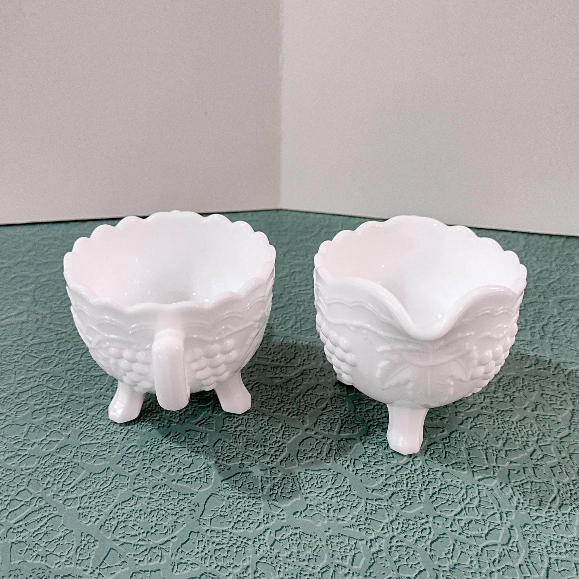 Vintage Imperial Glass Satin Grapes Milk Glass Sugar and Creamer Set