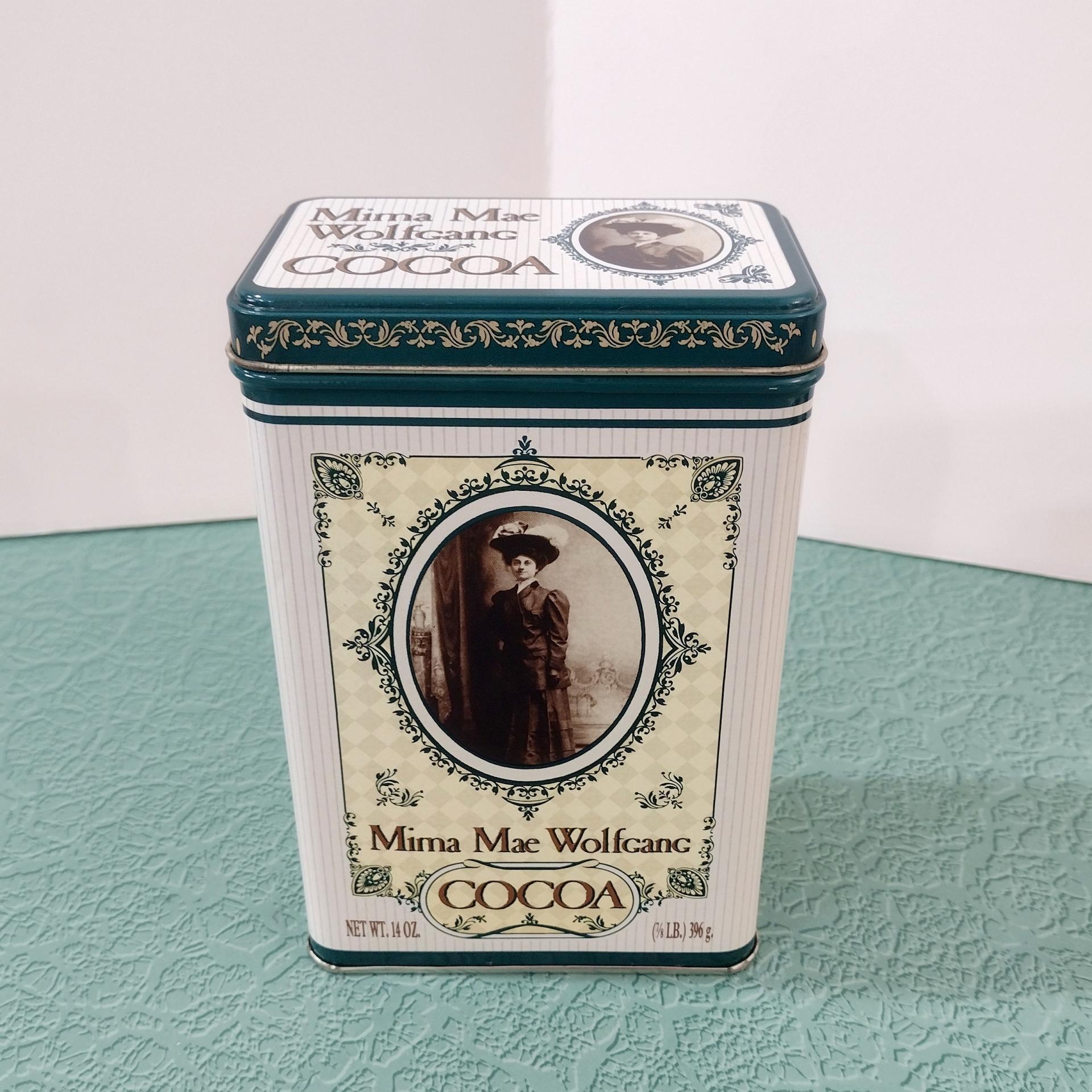 Vintage Mima Mae Wolfgang Cocoa Tin Box, Retro Metal Storage Container