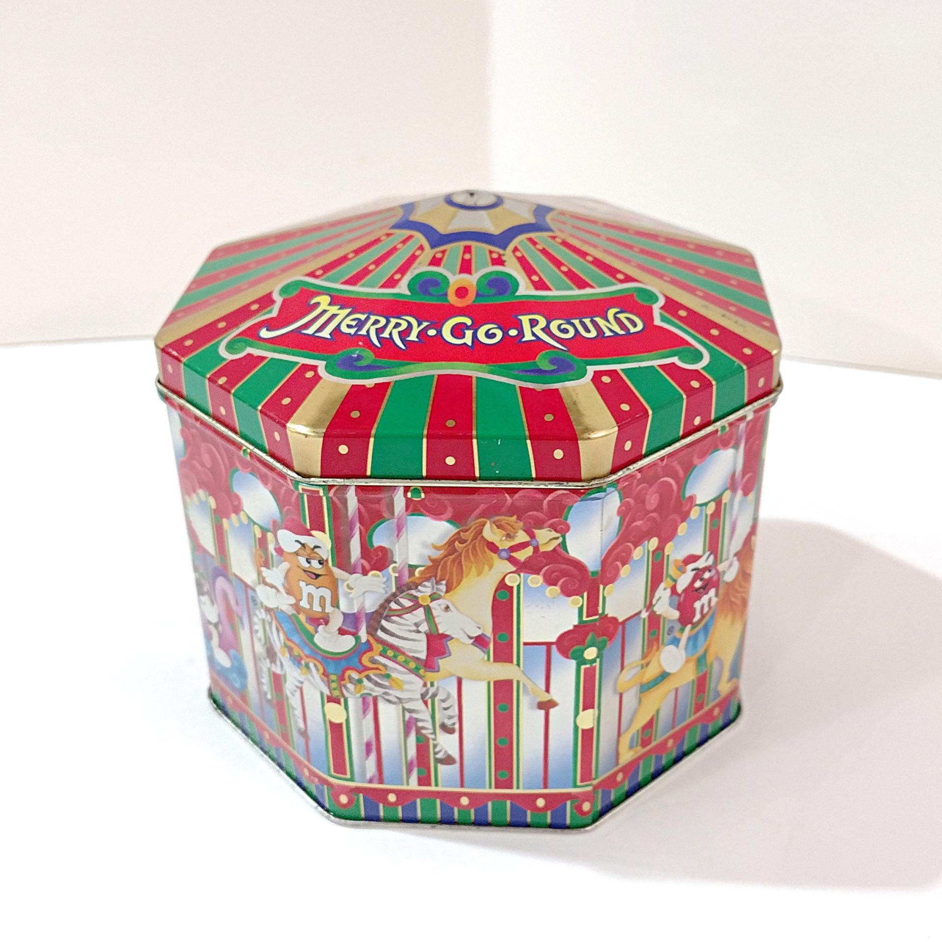 Vintage 1997 M&Ms Limited Edition Village Series Carousel Merry Go Round Christmas Holiday Tin, M and M's Collectible Storage Container