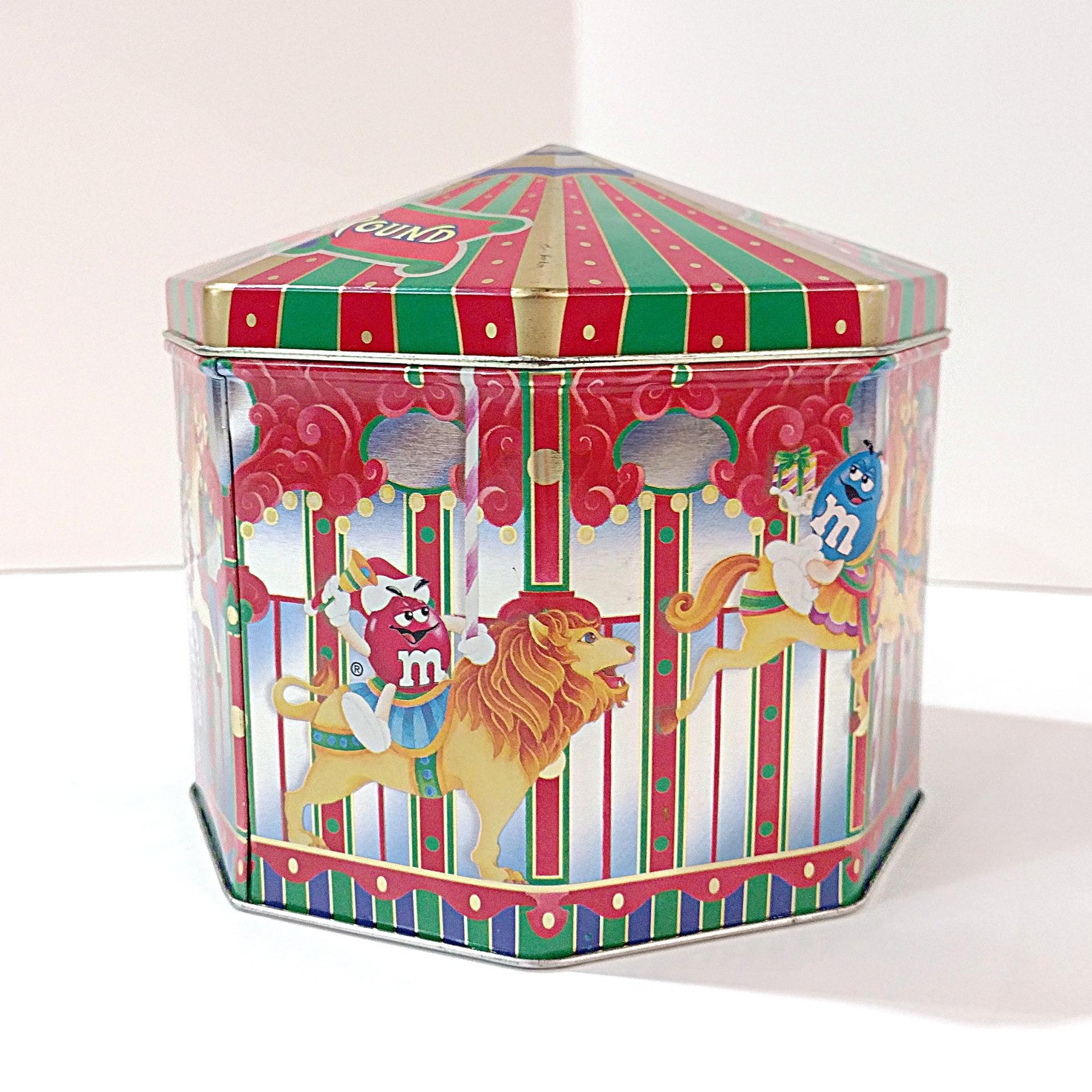 Vintage 1997 M&Ms Limited Edition Village Series Carousel Merry Go Round Christmas Holiday Tin, M and M's Collectible Storage Container