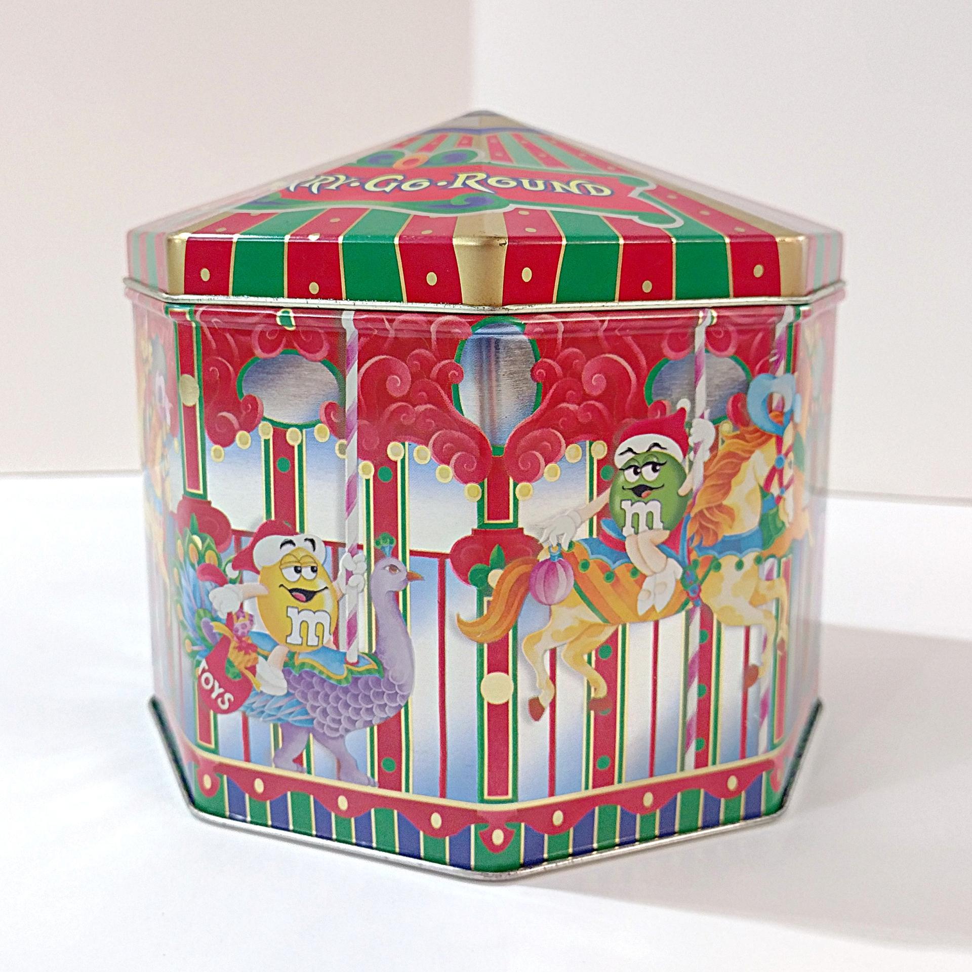 Vintage 1997 M&Ms Limited Edition Village Series Carousel Merry Go Round Christmas Holiday Tin, M and M's Collectible Storage Container