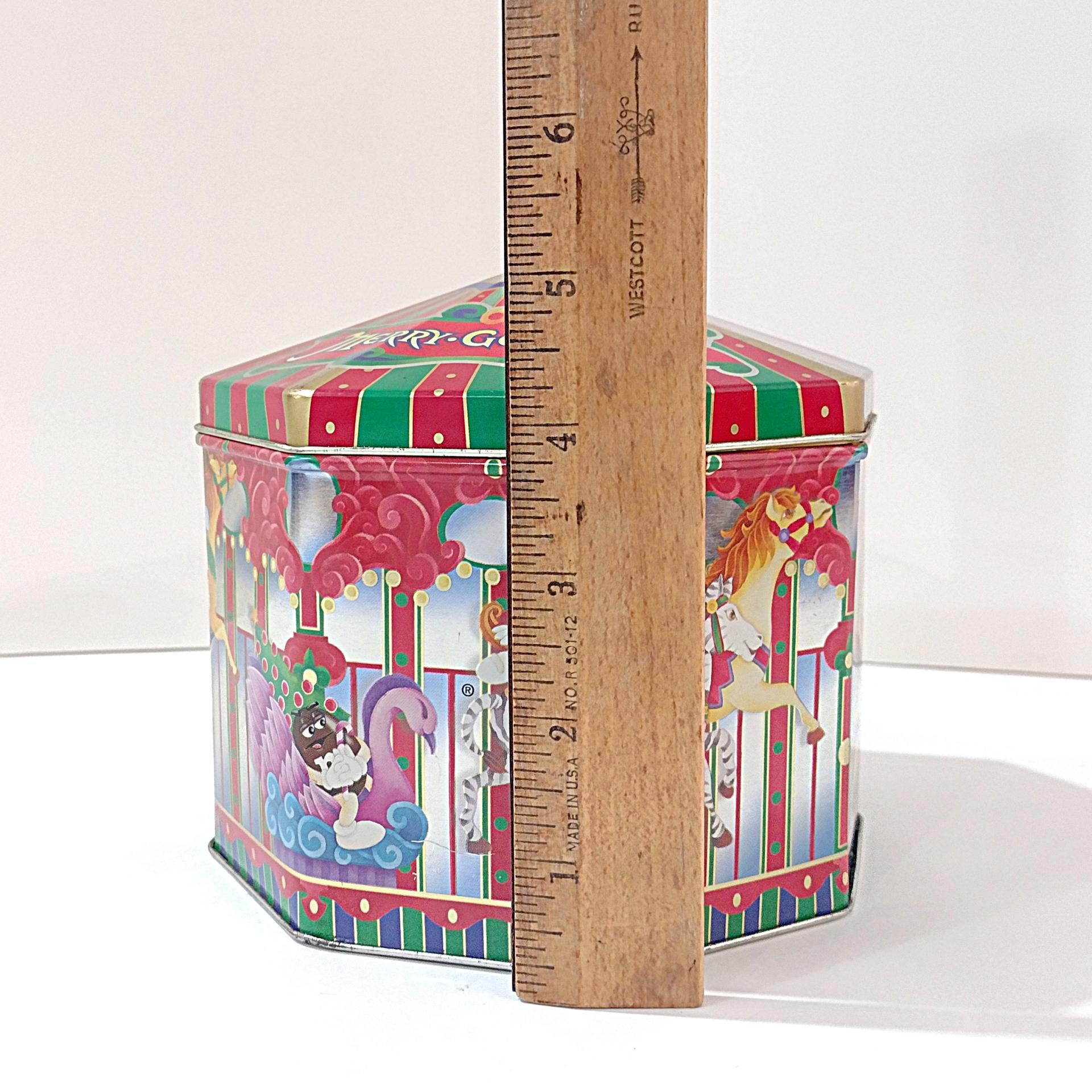 Vintage 1997 M&Ms Limited Edition Village Series Carousel Merry Go Round Christmas Holiday Tin, M and M's Collectible Storage Container