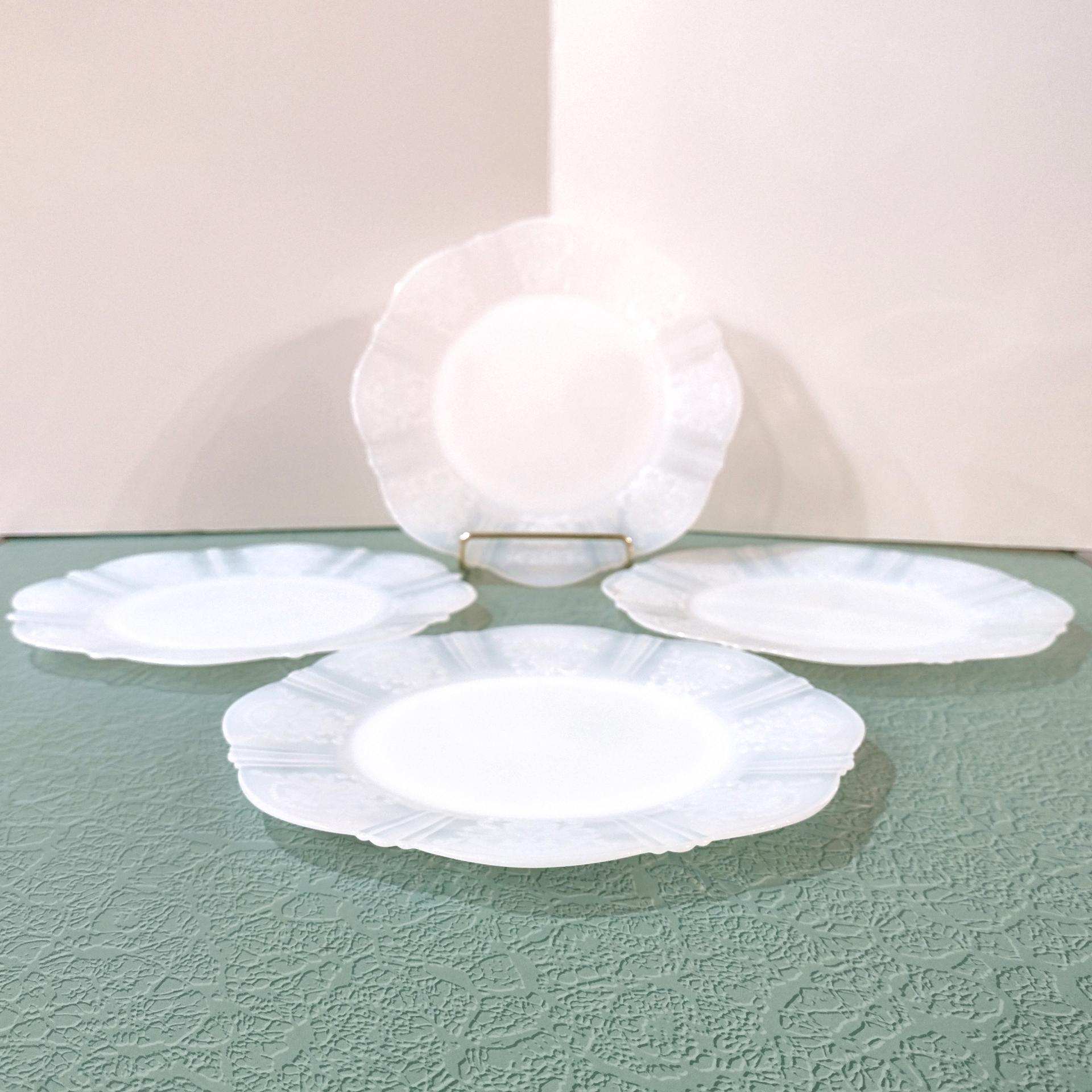 Vintage Macbeth Evans American Sweetheart Monax Glass Salad Dessert Appetizer Plates, Set of Four, 1930's Depression Glassware