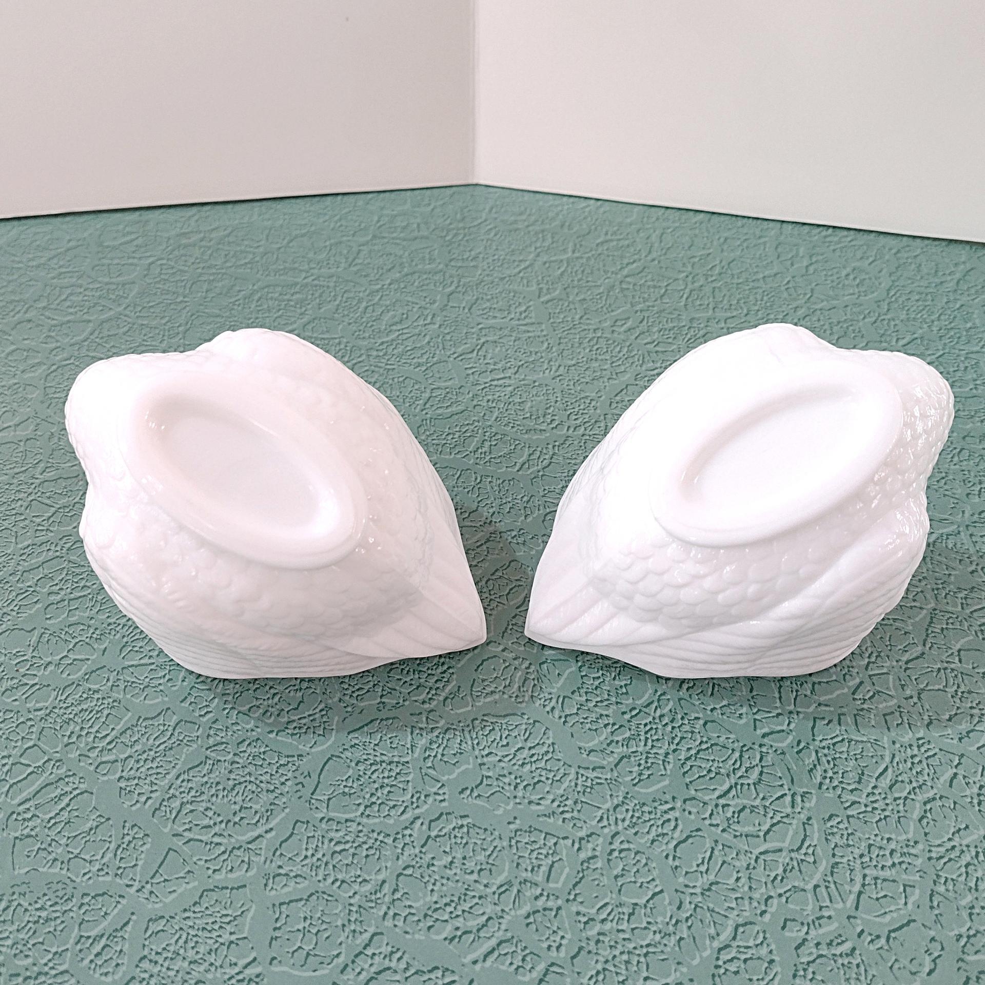 Vintage Imperial Milk Glass Swan Figurative Bowls, Swan Trinket Candy Dishes, Set of 2