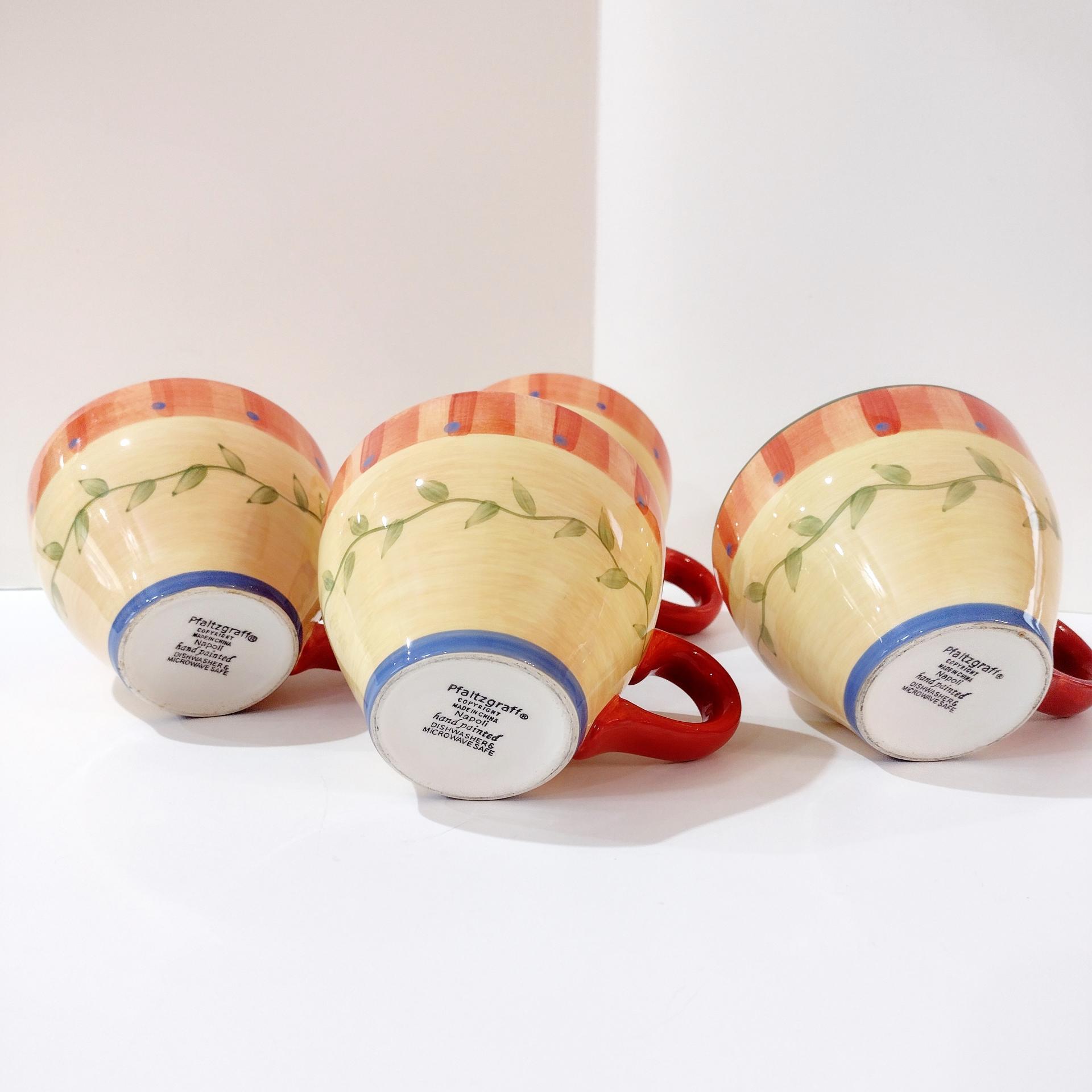 Vintage Pfaltzgraff Napoli Ceramic Mugs, Set of Four