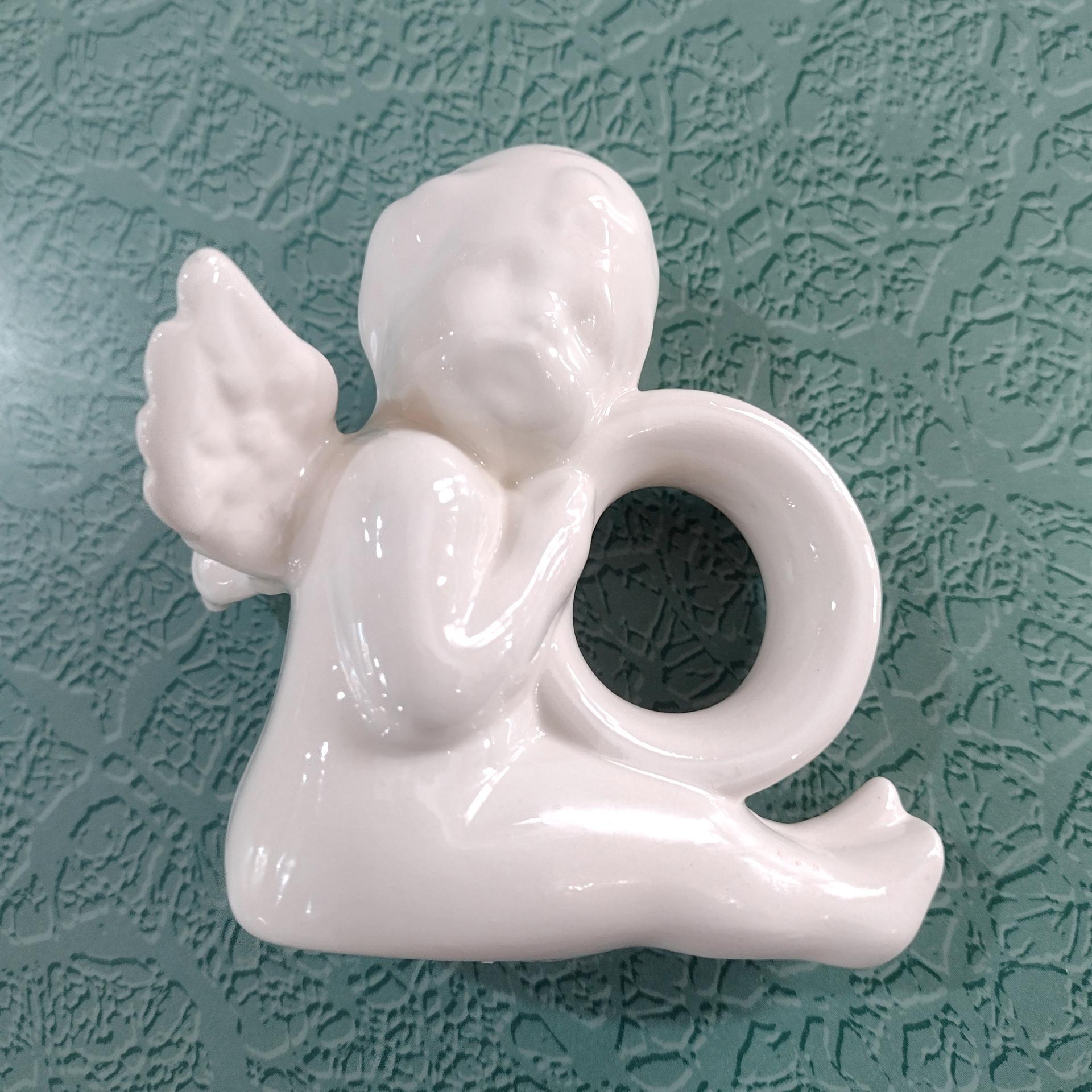 Vintage Angel Cherub Ceramic Napkin Rings, Set of Four