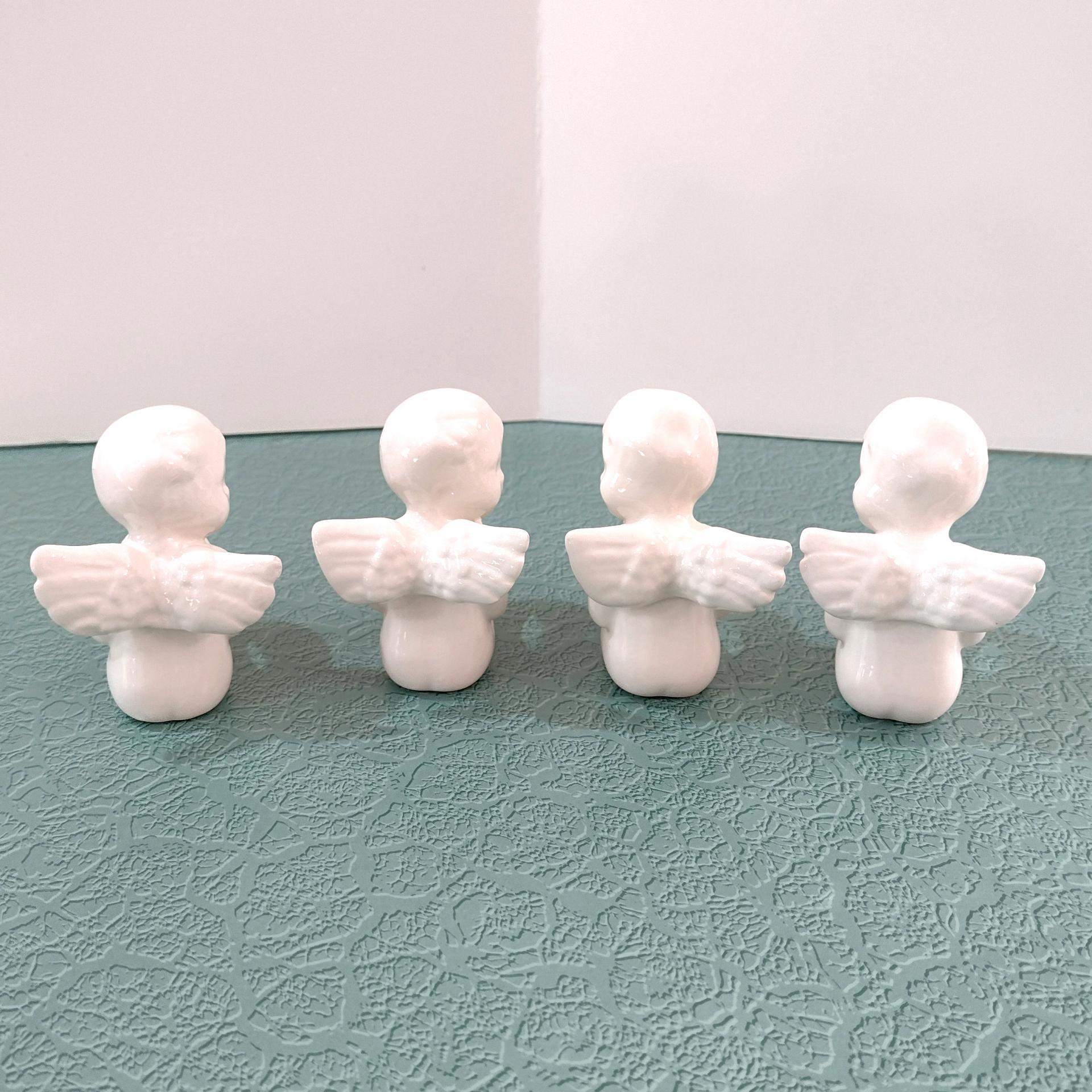 Vintage Angel Cherub Ceramic Napkin Rings, Set of Four
