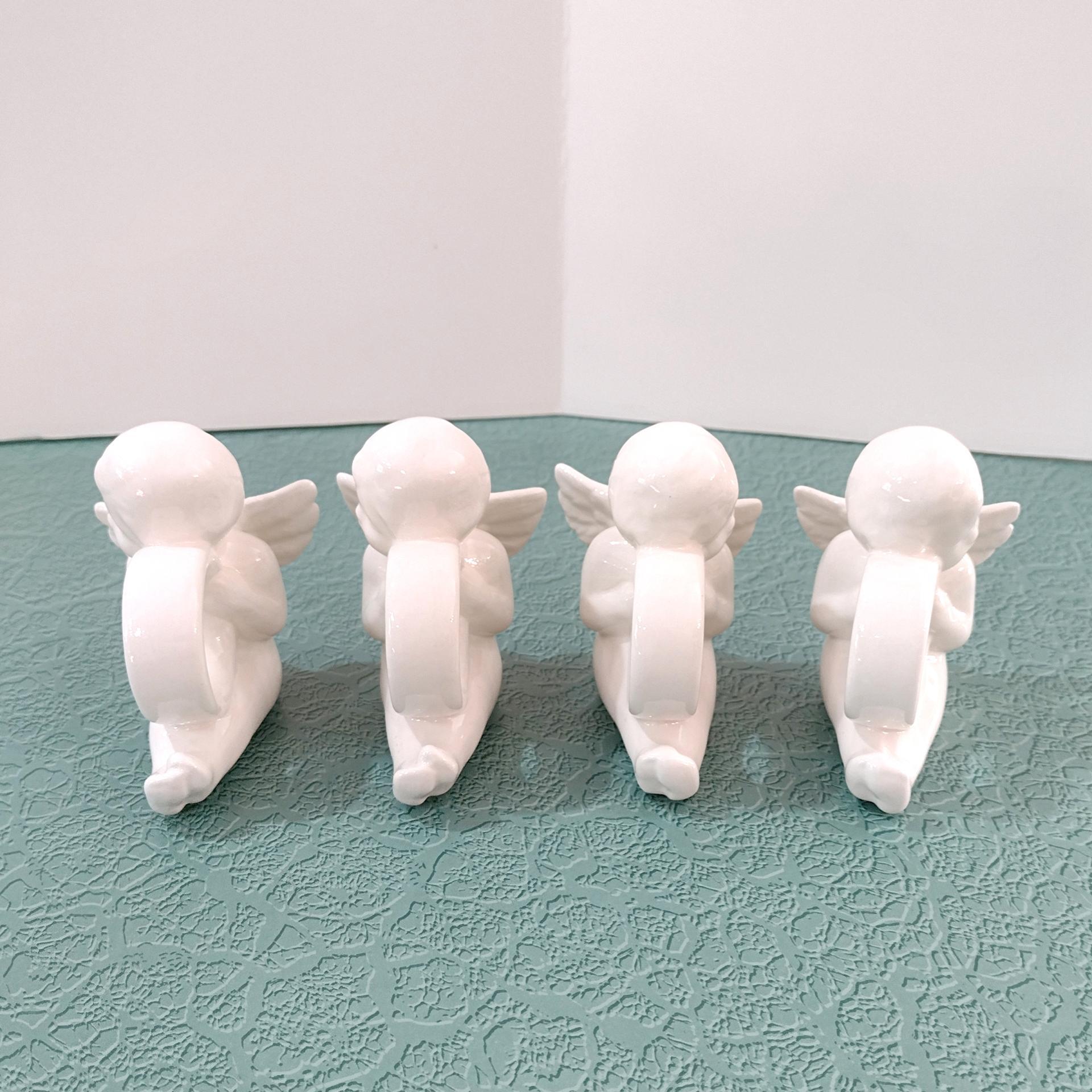 Vintage Angel Cherub Ceramic Napkin Rings, Set of Four
